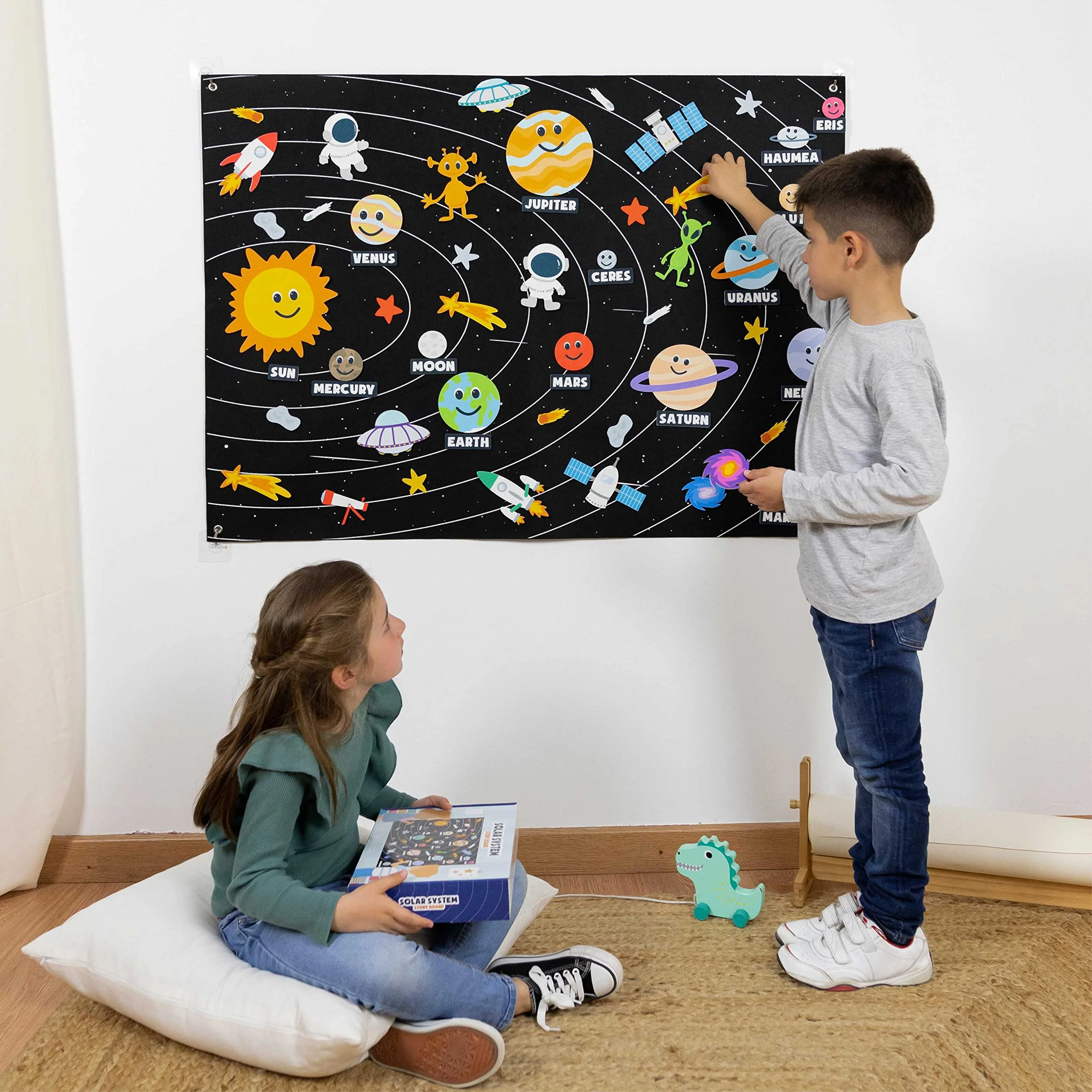 Sonnensystem Kinder 61 Filz Figuren - BONNYCO | Planeten Kinder Spielzeug Geschenke für Jungs Mädchen 3 4 5 6 7 8 Jahre | Sonnensystem Modell Pädagogisches Montessori Spielzeug Weltraum Weihnachten - Image 2