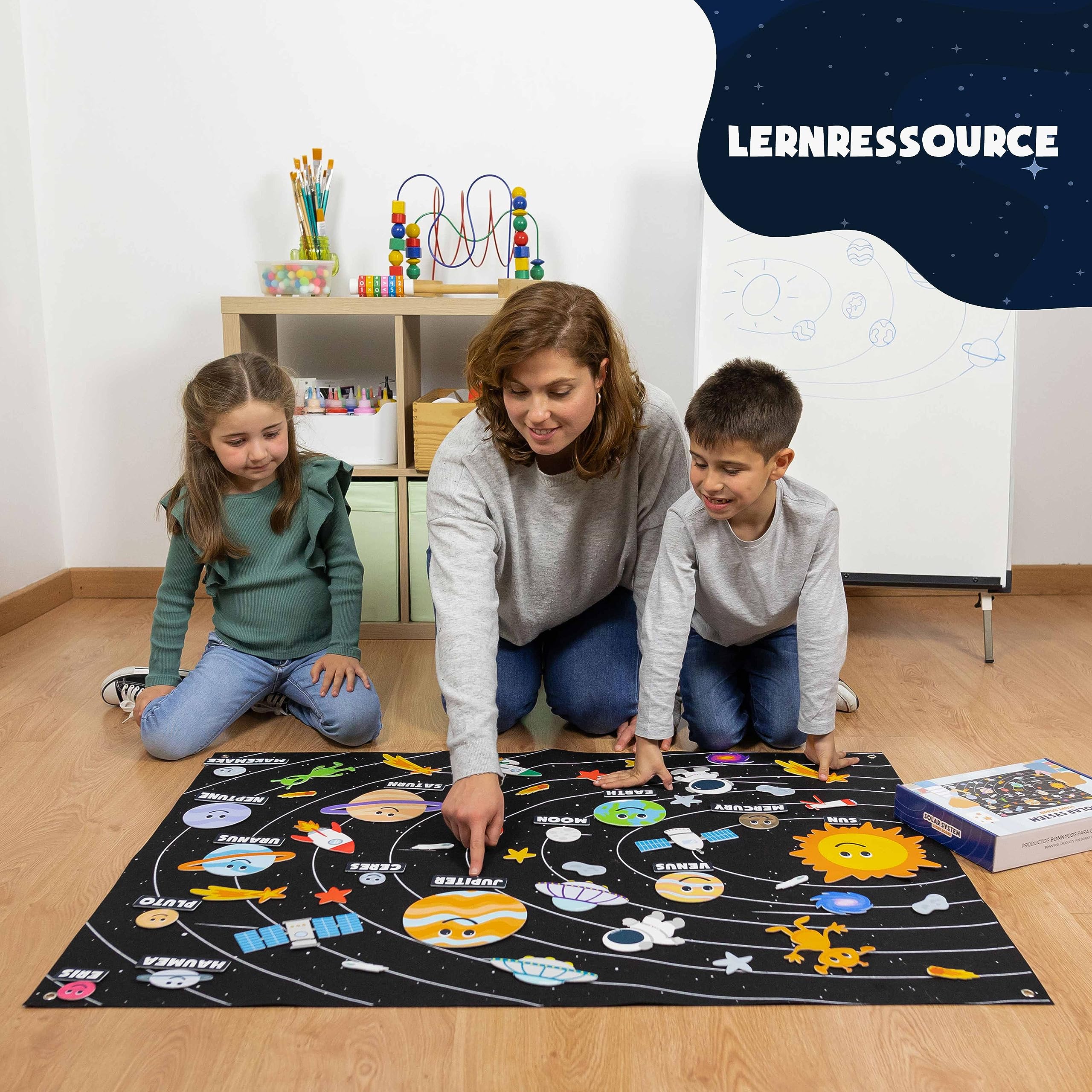 Sonnensystem Kinder 61 Filz Figuren - BONNYCO | Planeten Kinder Spielzeug Geschenke für Jungs Mädchen 3 4 5 6 7 8 Jahre | Sonnensystem Modell Pädagogisches Montessori Spielzeug Weltraum Weihnachten - Image 8