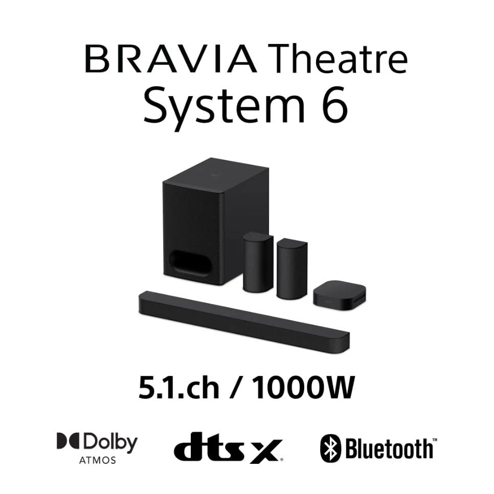 Sony BRAVIA Theatre System 6 (5.1-Kanal-Surround Sound, 1000 W, inkl. Rücklautsprecher & Subwoofer, Dolby Atmos, DTS:X, AI Voice Zoom 3 mit BRAVIA TV, DSEE, Multi-Stereo-Party-Modus) Schwarz - Image 15