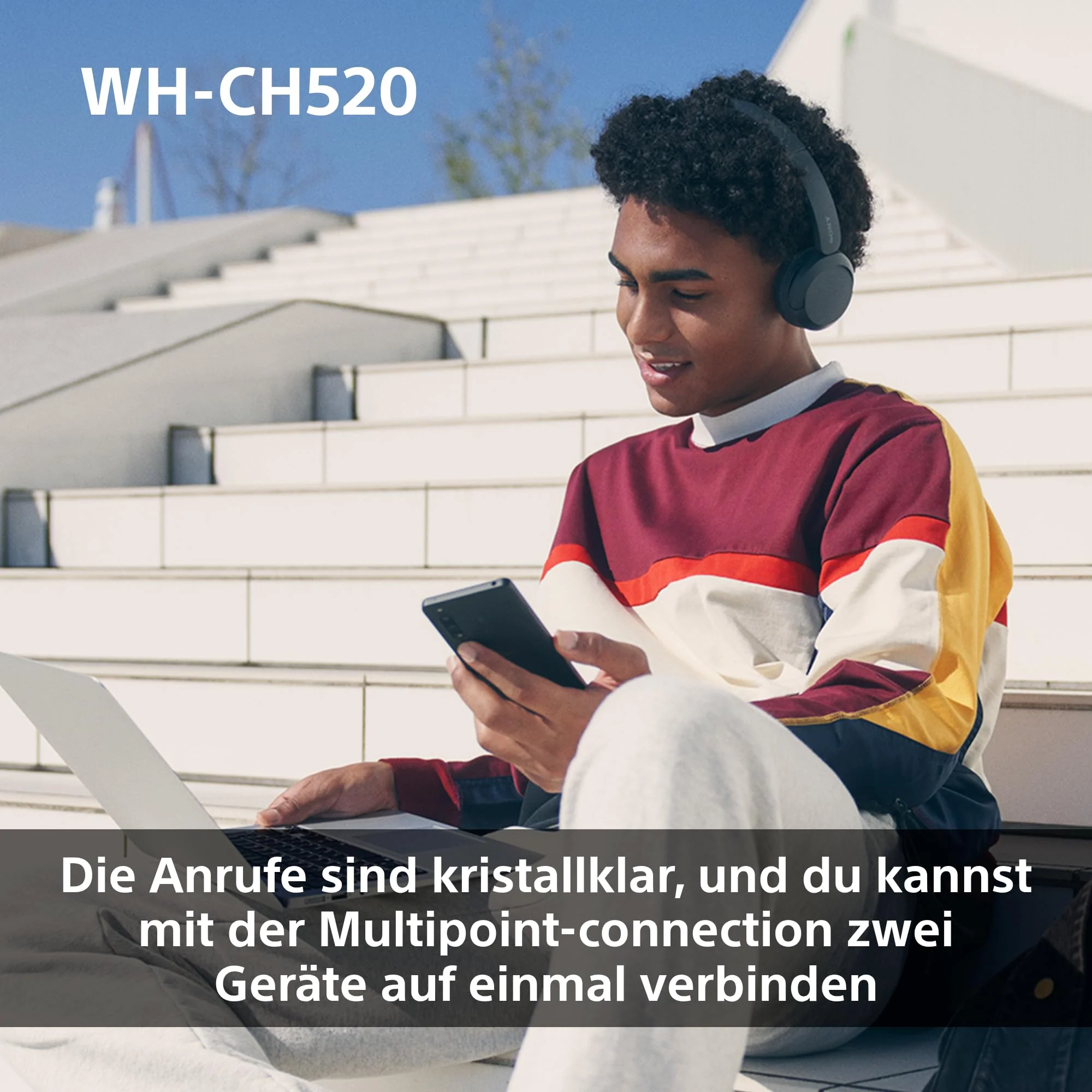 Sony WH-CH520 Kabelloser Bluetooth On-Ear-Kopfhörer, hohe Klangqualität, leichtes Design, bis zu 50 Stunden Akkulaufzeit, Schnellladung, EQ, klare Gesprächsqualität, iOS & Android - Beige - Image 9
