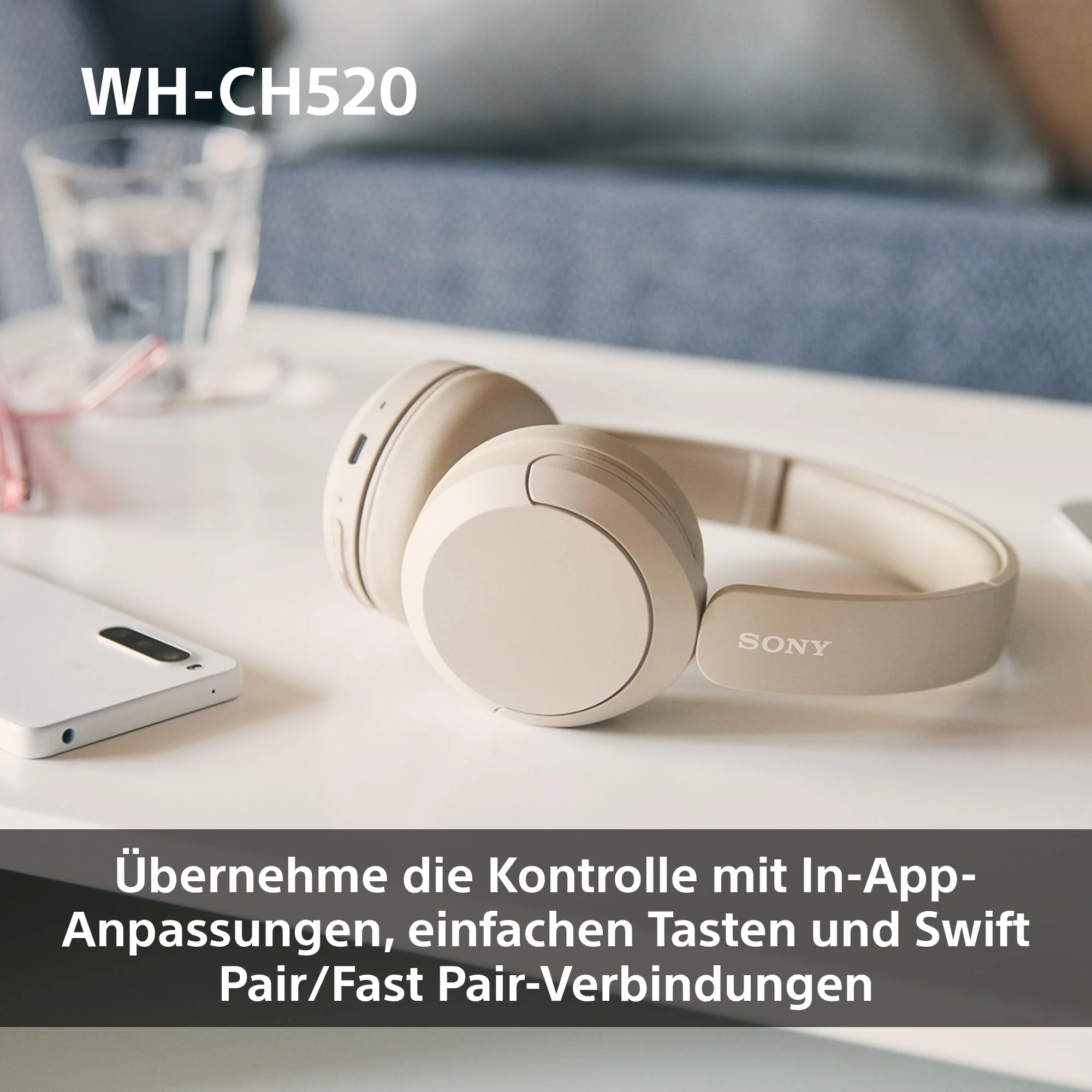 Sony WH-CH520 Kabelloser Bluetooth On Ear Kopfhörer, hohe Klangqualität, leichtes Design, bis zu 50 Stunden Akkulaufzeit, Schnellladung, EQ, klare Gesprächsqualität, iOS und Android, Blau - Image 6