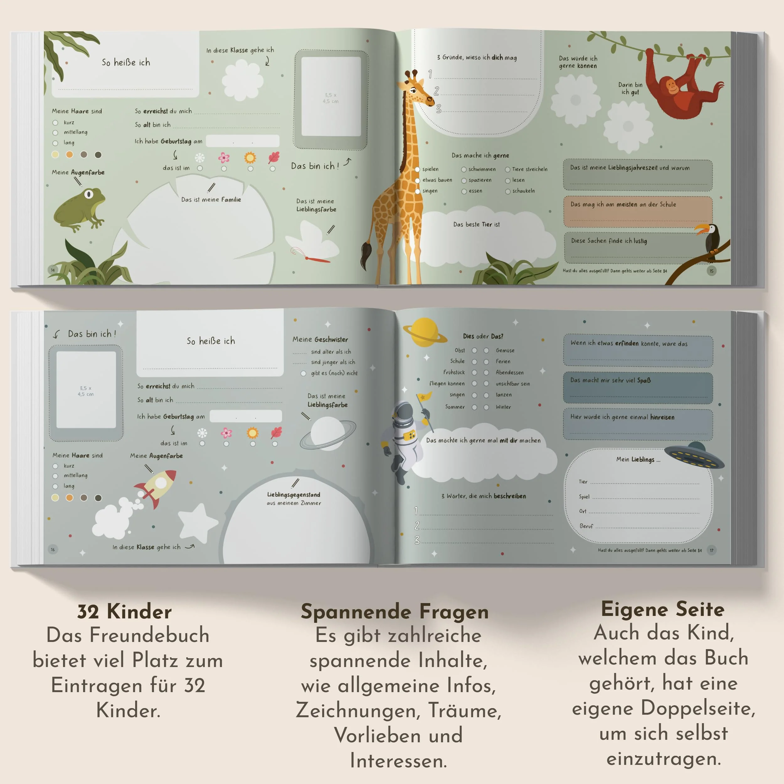 Sophies Kartenwelt Mein Freundschaftsbuch - Freundebuch Grundschule - Geschenkidee Einschulung Mädchen und Jungs - Freundebuch Schule Jungen Mädchen - Image 7