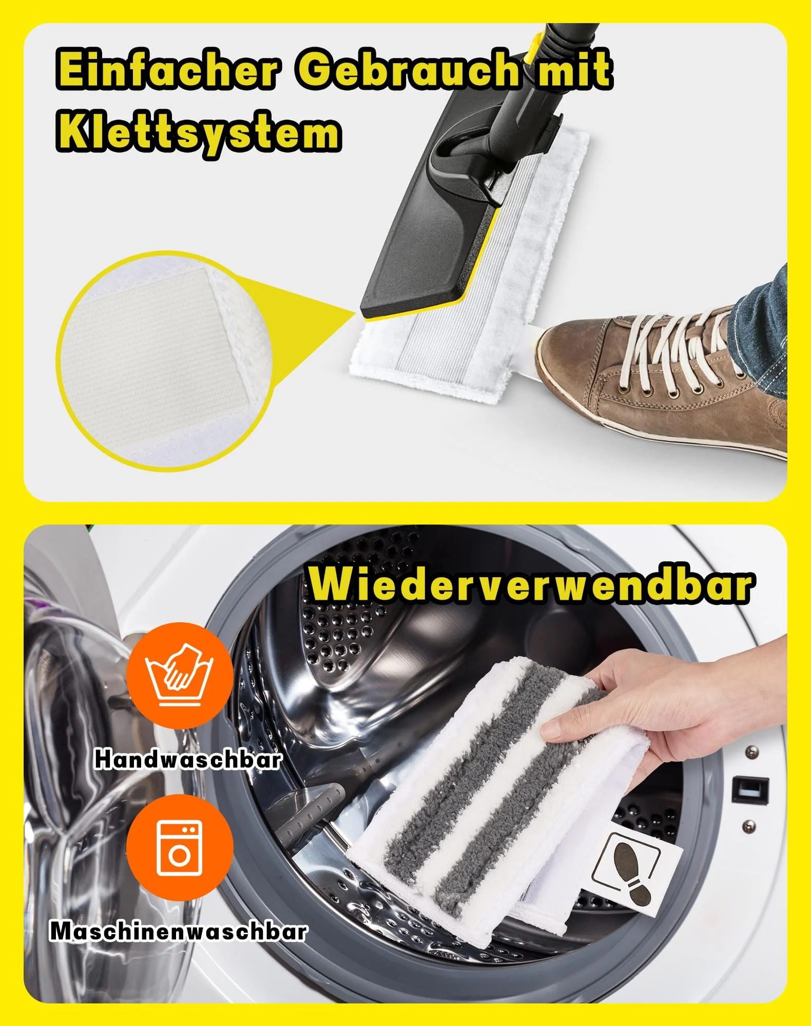 SOSALUK 8er Set für Kärcher Dampfreiniger Zubehör Ersatztücher für Kärcher SC1 SC2 SC3 SC4 SC5 SI4-6 Bodentücher + 2 Mikrofaser-Überzüge - kompatibel mit Kärcher Dampfreiniger Easy Fix - Image 6