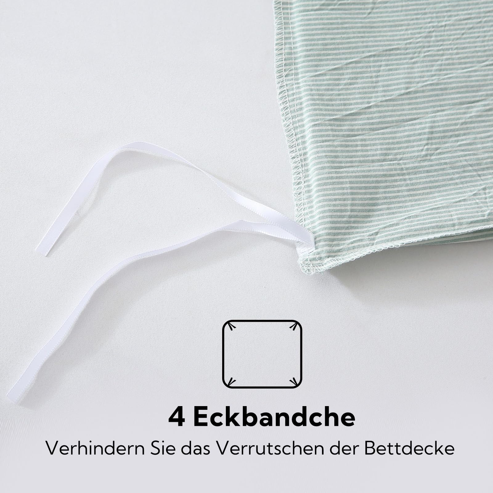 SOULFUL Bettwäsche 135x200 Baumwolle Gestreift, 100% Gewaschene Baumwolle Bettwäsche-Sets Grün mit Reißverschluss öKotex Zertifiziert Enthält 1 Bettbezug 135x200 und 1 Kissenbezüge 80x80 - Image 4