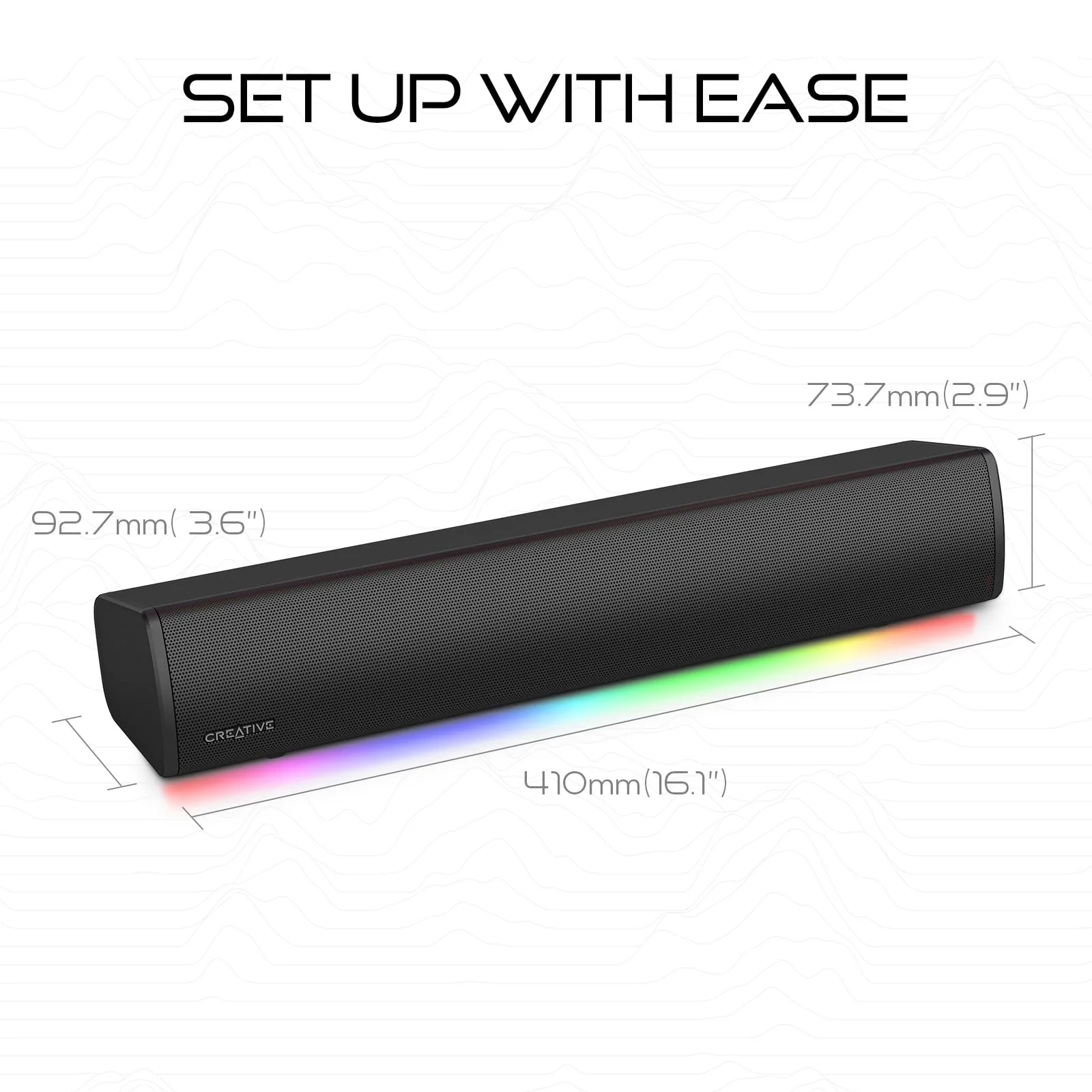 Sound Blaster GS3 Kompakte Gaming-Soundbar mit RGB- und SuperWide-Technologie, Stromversorgung über USB, Bluetooth 5.4, Kopfhörerausgang, für PC und Mac - Image 2