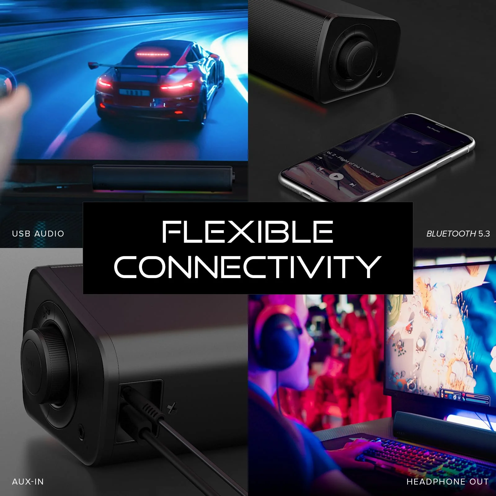 Sound Blaster GS3 Kompakte Gaming-Soundbar mit RGB- und SuperWide-Technologie, Stromversorgung über USB, Bluetooth 5.4, Kopfhörerausgang, für PC und Mac - Image 5