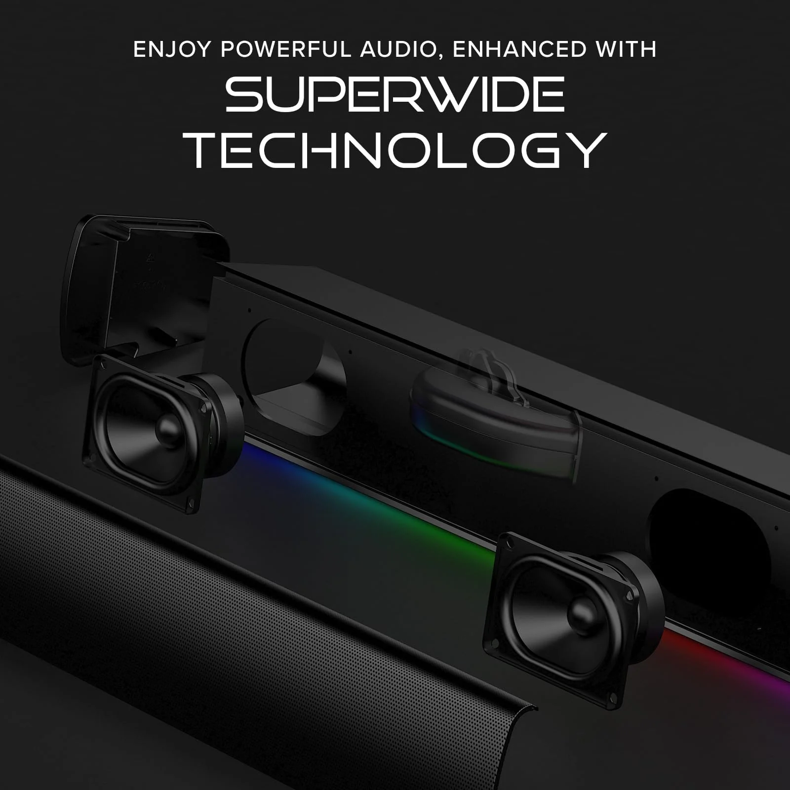 Sound Blaster GS3 Kompakte Gaming-Soundbar mit RGB- und SuperWide-Technologie, Stromversorgung über USB, Bluetooth 5.4, Kopfhörerausgang, für PC und Mac - Image 8