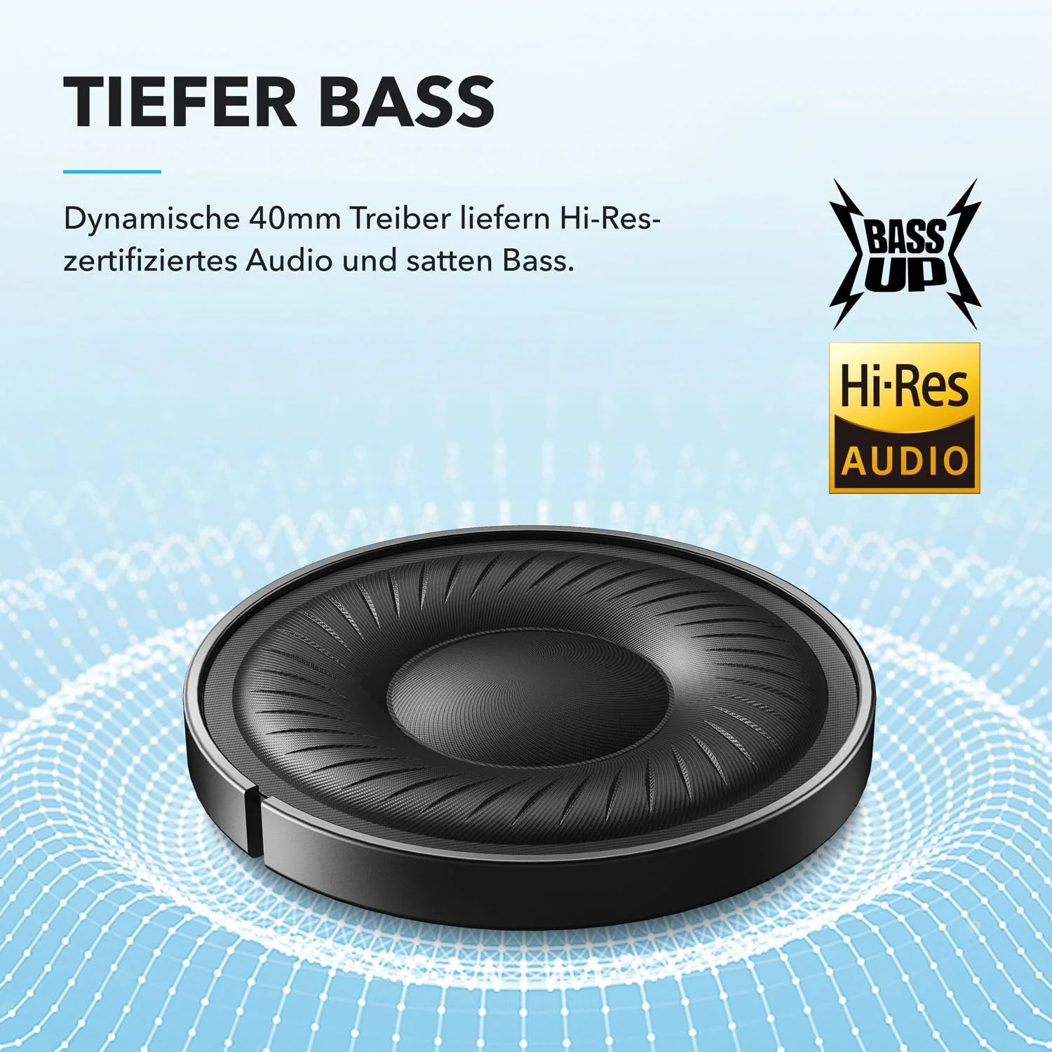 soundcore by Anker Q20i kabelloser Bluetooth Over-Ear-Kopfhörer mit Hybrid Active Noise Cancelling, 40h Spielzeit im ANC-Modus, Hi-Res Audio, tiefer Bass, Personalisierung per App (Blau) - Image 4