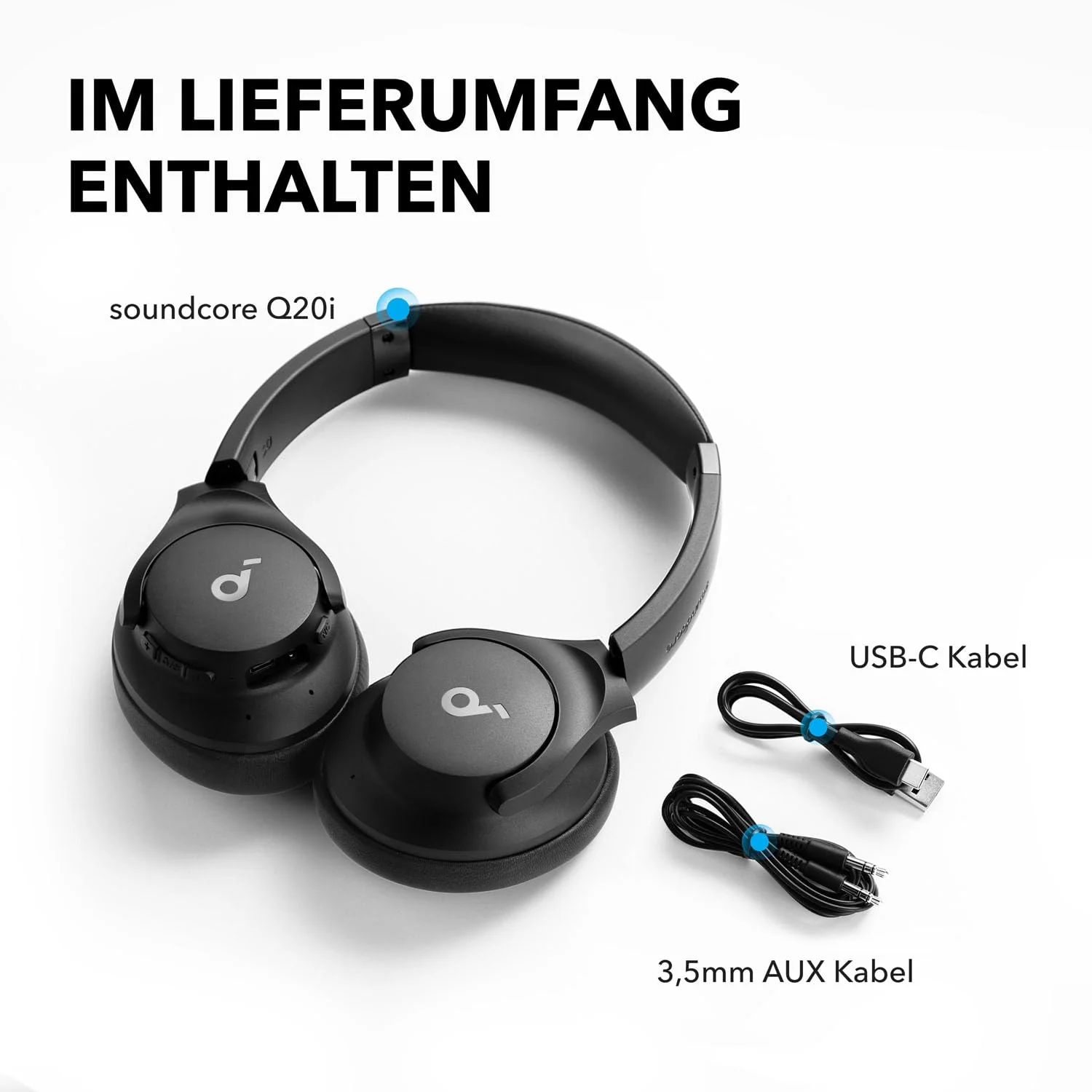 soundcore by Anker Q20i kabelloser Bluetooth Over-Ear-Kopfhörer mit Hybrid Active Noise Cancelling, 40h Spielzeit im ANC-Modus, Hi-Res Audio, tiefer Bass, Personalisierung per App (Blau) - Image 7