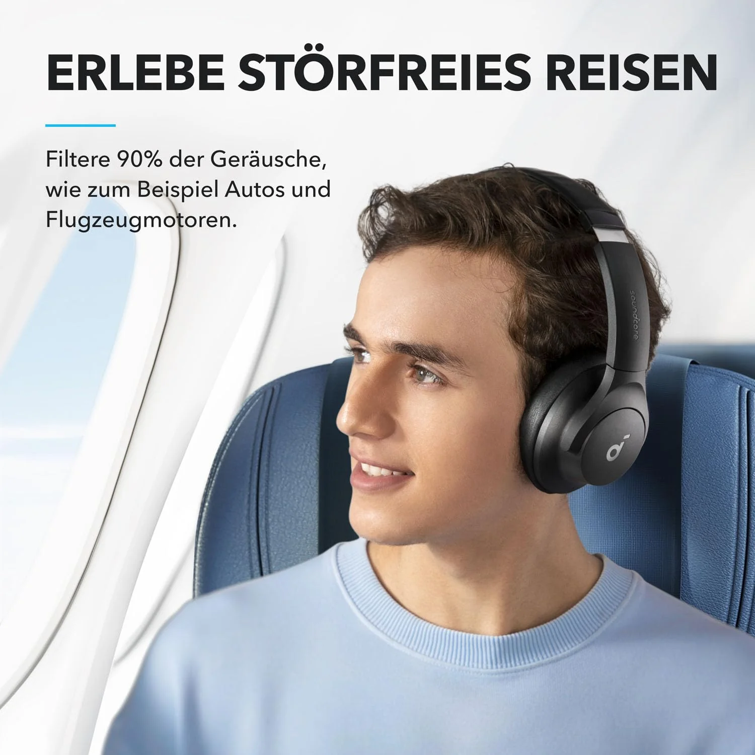 soundcore by Anker Q20i kabelloser Bluetooth Over-Ear-Kopfhörer mit Hybrid Active Noise Cancelling, 40h Spielzeit im ANC-Modus, Hi-Res Audio, tiefer Bass, Personalisierung per App(Schwarz) - Image 6