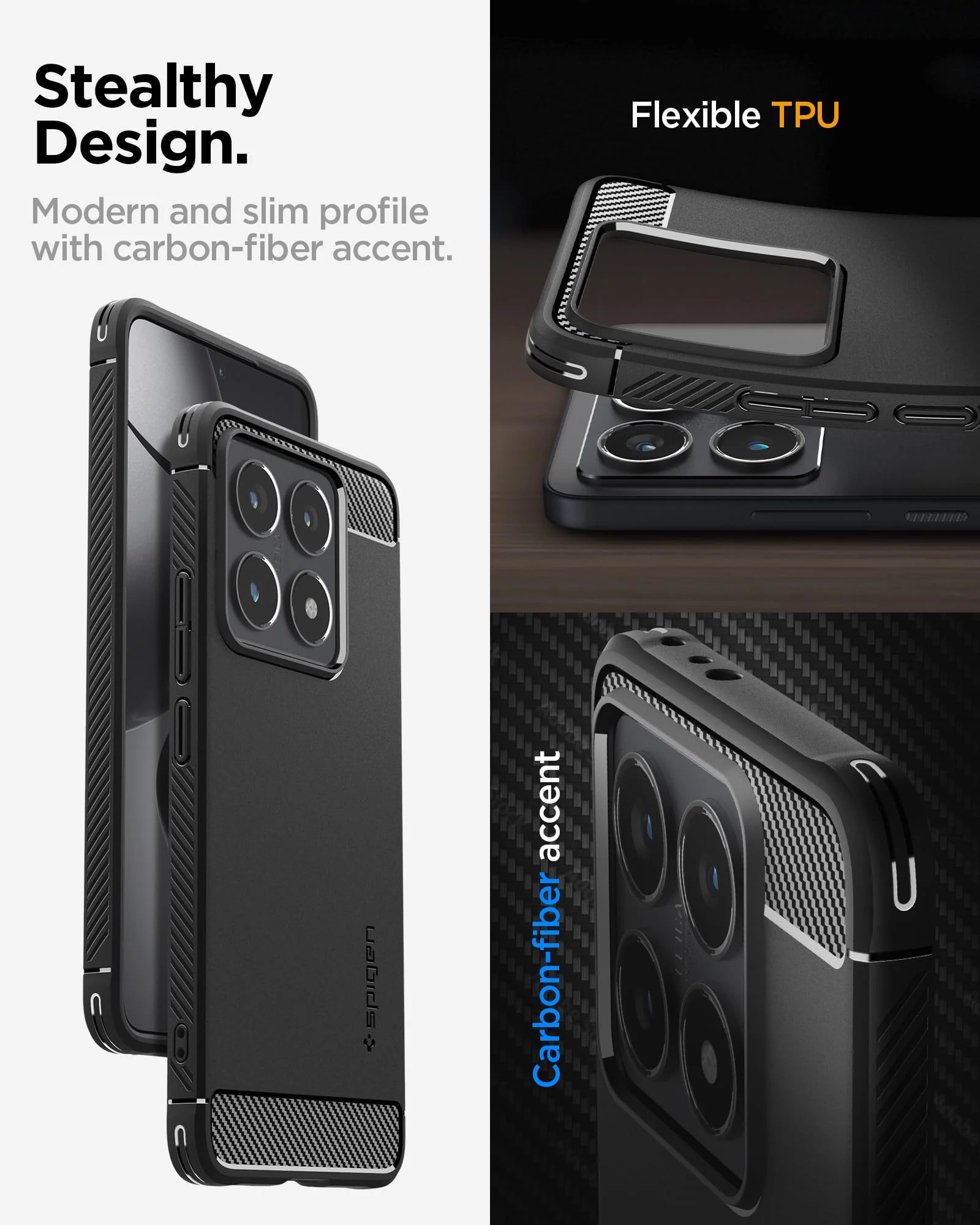 Spigen Rugged Armor Hülle Kompatibel mit Xiaomi 14T -Matte Black - Image 4