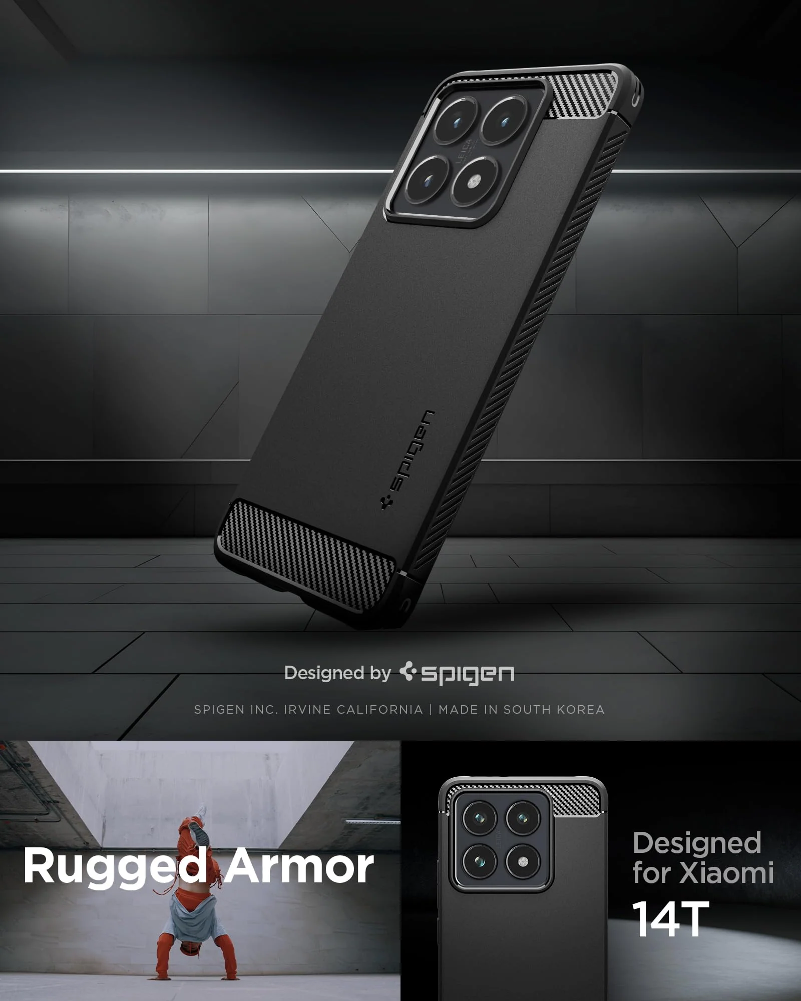 Spigen Rugged Armor Hülle Kompatibel mit Xiaomi 14T -Matte Black - Image 5