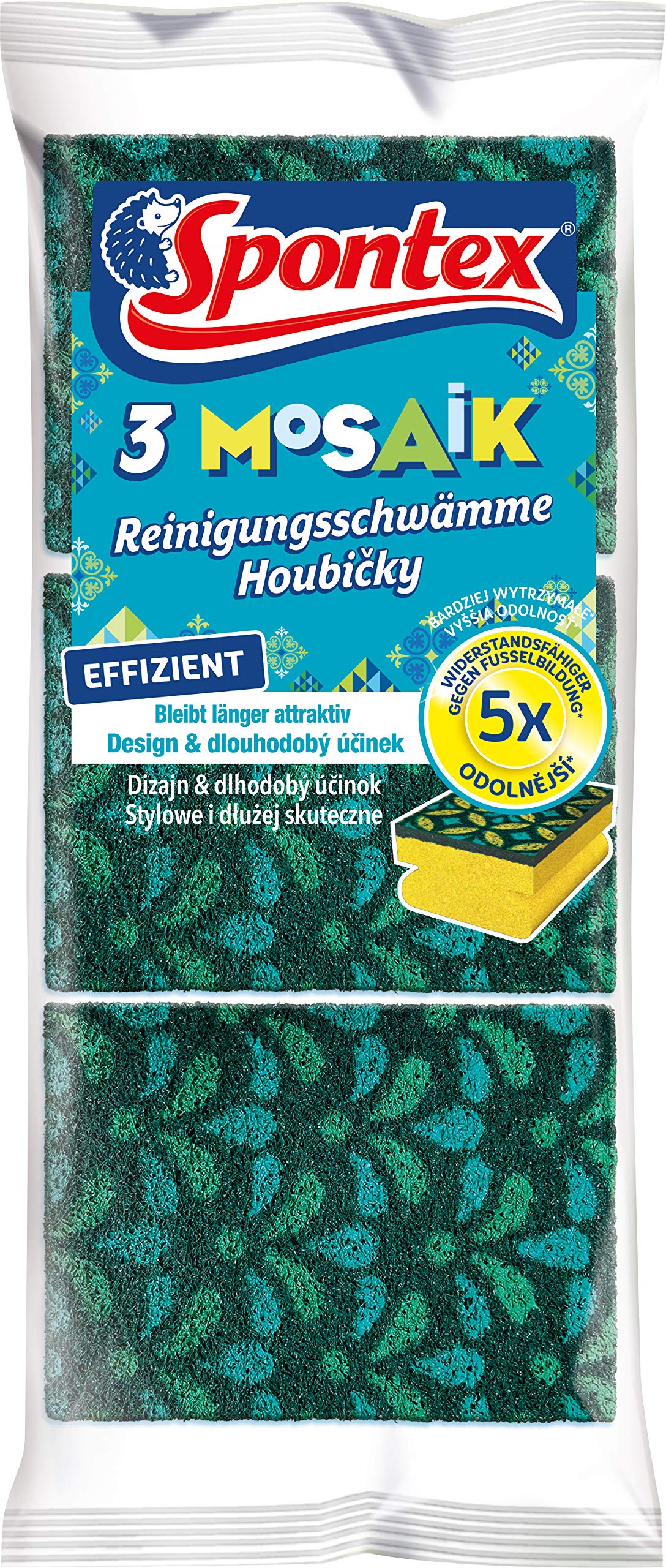 Spontex Reinigungsschwamm Mosaik, Scheuerschwamm mit Anti-Fussel-Technologie und praktischer Griffleiste, Farbe nicht frei wählbar, 3er Pack - Image 7