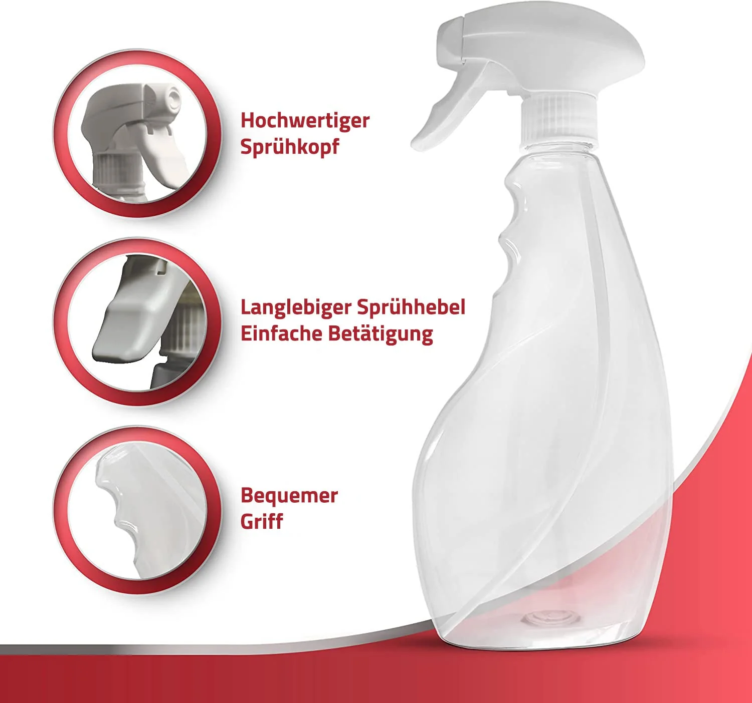 SPRAYZ Sprühflasche - Leere Sprühflaschen zum Befüllen mit Wasser, Ideale Friseursprühflaschen mit feiner Düse und transparentem Design, zum Bügeln, Reinigen und für Pflanzen (2-Pack) - Image 8