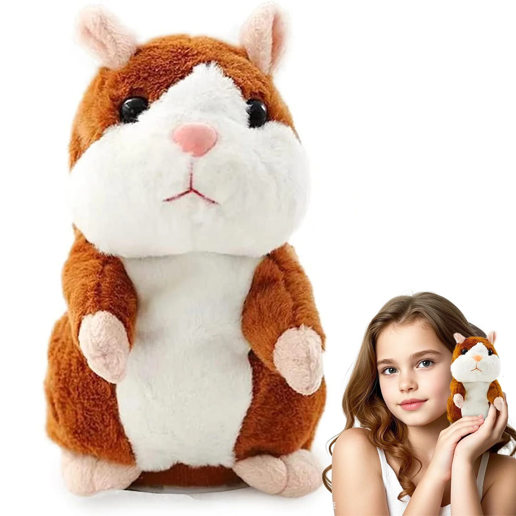 Sprechende Hamster Wiederholt,Sprechender Hamster Spielzeug,Talking Plüschtier Elektronische,Lustige Kinder Stofftiere,Plüsch Hamster,Maus Kinder Stofftier,Record Spielzeug Interaktives für Baby Kids