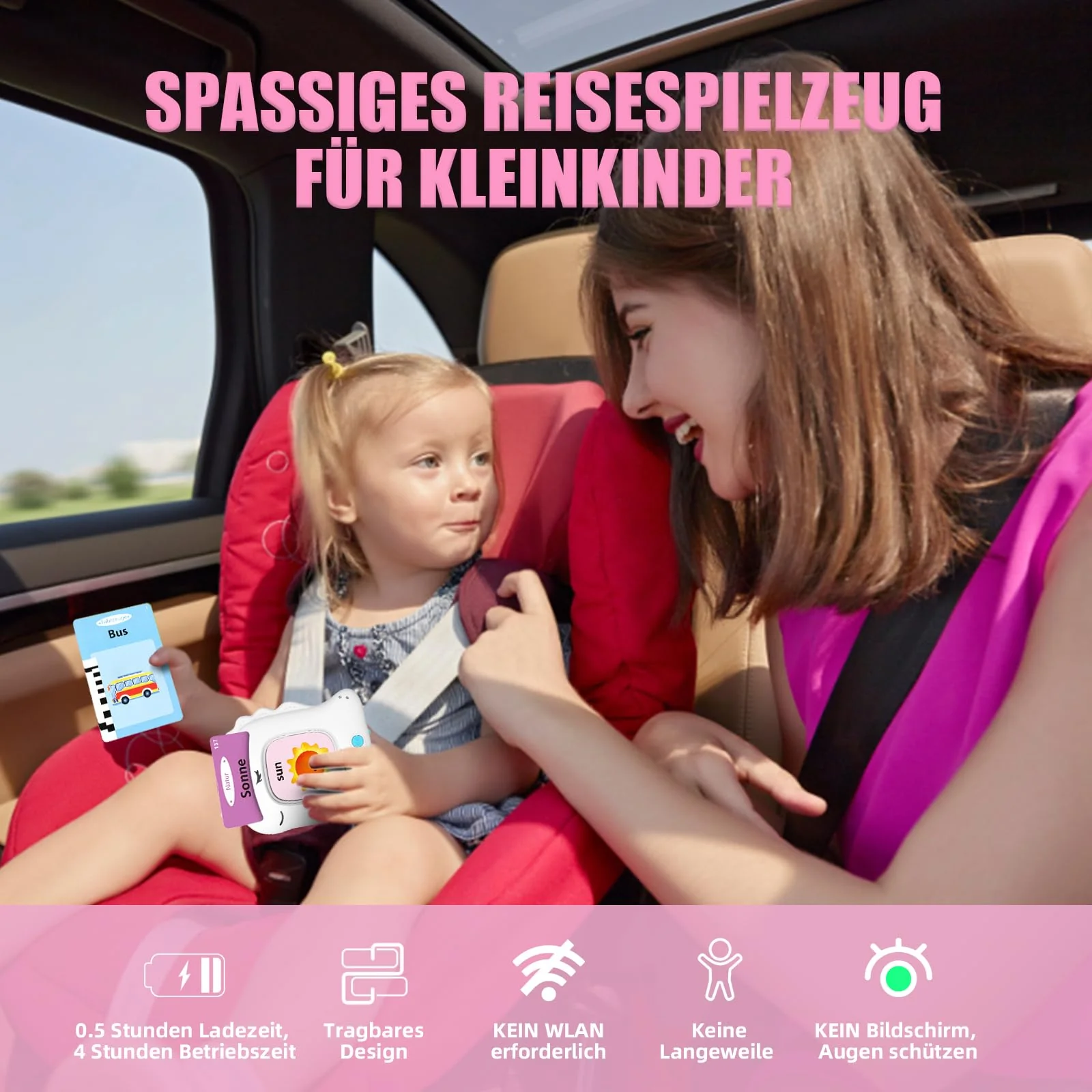 Sprechende Lernkarten Deutsch Sprechende Lernkarten Kinderspielzeug Ab 2 3 4 5 6 Jahre Sprachförderung Für Kinder Für Jungen Mädchen 112 Blätter 224 Wörter Lernspielzeug Deutsch Lernen(Weiß) - Image 2