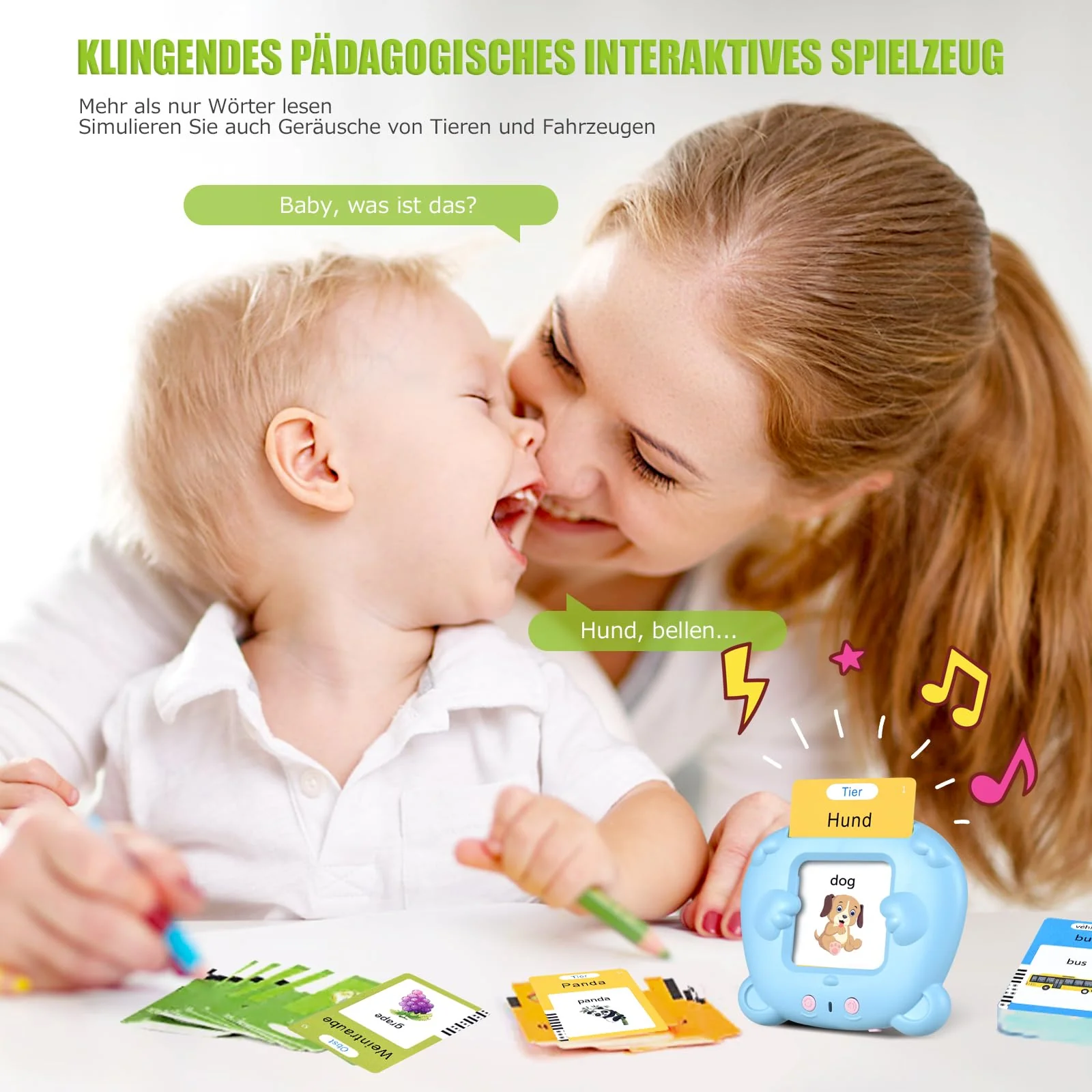 Sprechende Lernkarten Kinderspielzeug Ab 2 3 4 5 6 Jahre Lernspiele Für Autismus Lernspielzeug Deutsch Lernen Für Kinder Vorschulkinder Geschenk Für Jungen Mädchen 2-4 Jahre 112 Blätter 224 Wörter - Image 7