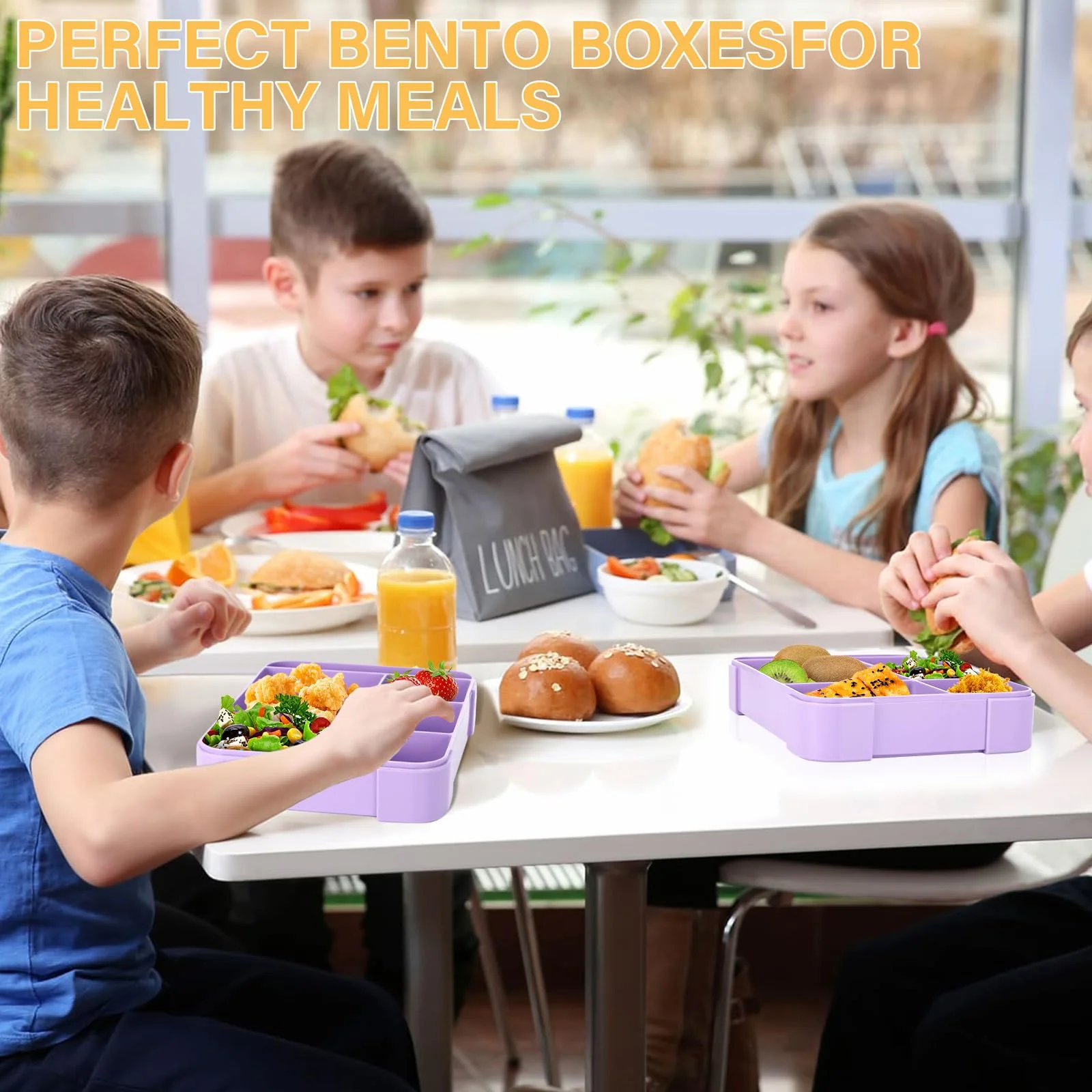 Sprifityy Brotdose Kinder mit Fächern,1330 ml auslaufsichere Lunchbox, geeignet für Schule,Picknick,Reise-Lunchbox,geeignet für Erwachsene, Mädchen & Jungen, mikrowellen-/spülmaschinenfest (Lila) - Image 3