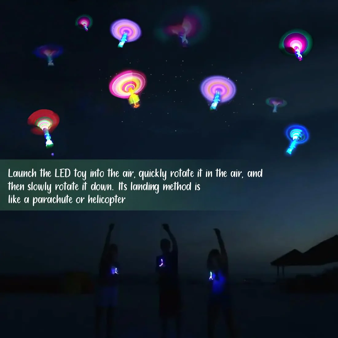 Sprinlot LED Leuchtspielzeug Partyartikel, 20 Stück Leuchtspielzeug Schleuder, Led licht Nacht Hubschrauber, Schleuder Party Mitgebsel Kindergeburtstag - Image 3