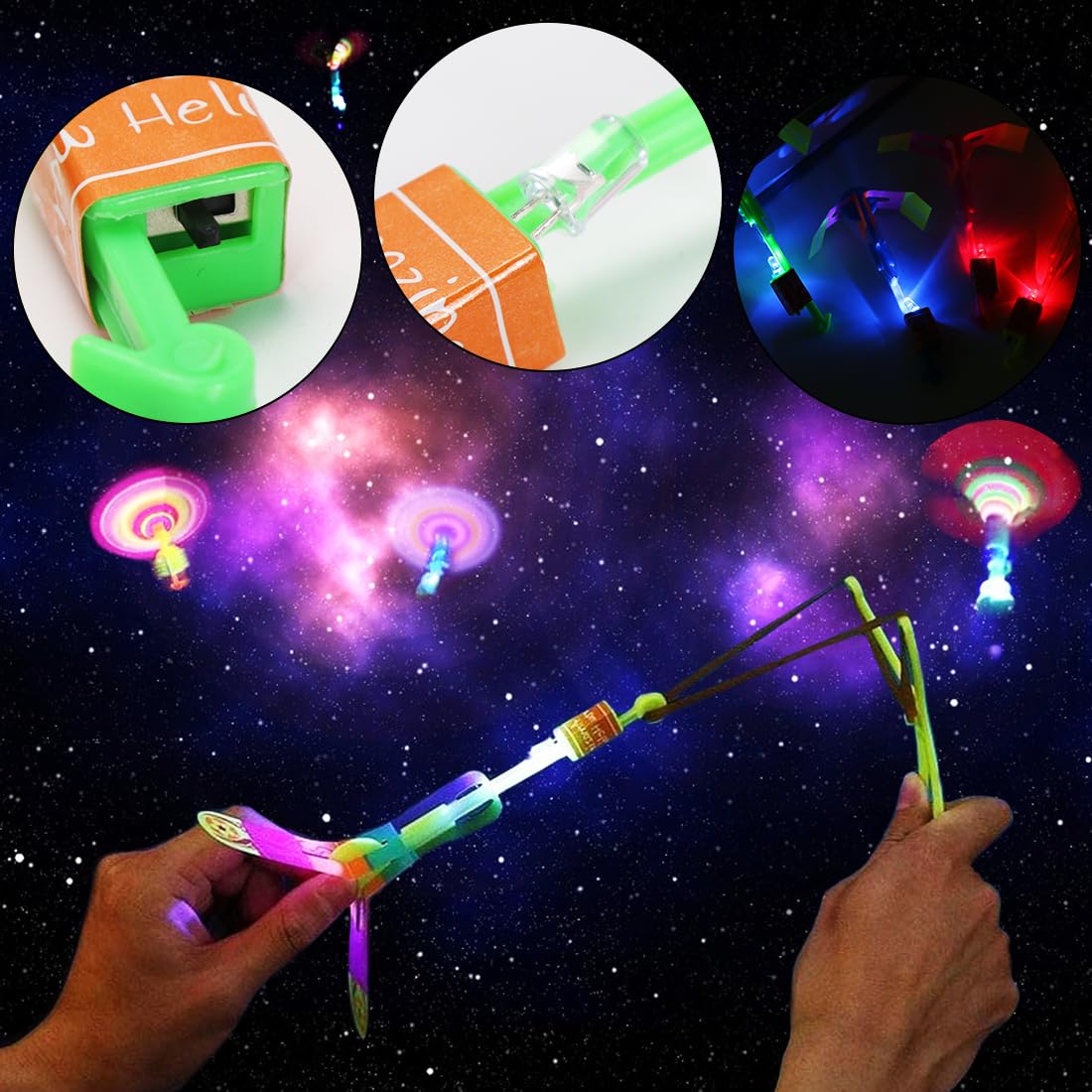 Sprinlot LED Leuchtspielzeug Partyartikel, 20 Stück Leuchtspielzeug Schleuder, Led licht Nacht Hubschrauber, Schleuder Party Mitgebsel Kindergeburtstag - Image 4