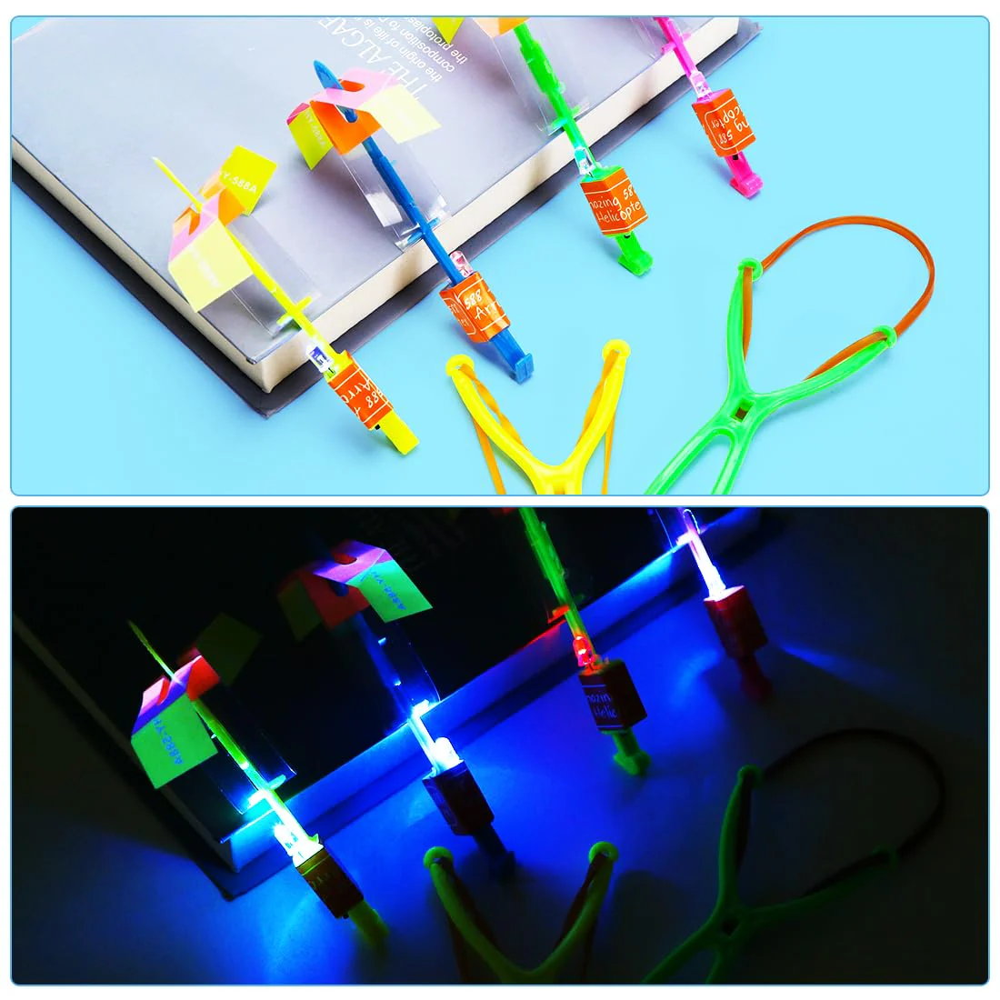 Sprinlot LED Leuchtspielzeug Partyartikel, 20 Stück Leuchtspielzeug Schleuder, Led licht Nacht Hubschrauber, Schleuder Party Mitgebsel Kindergeburtstag - Image 5