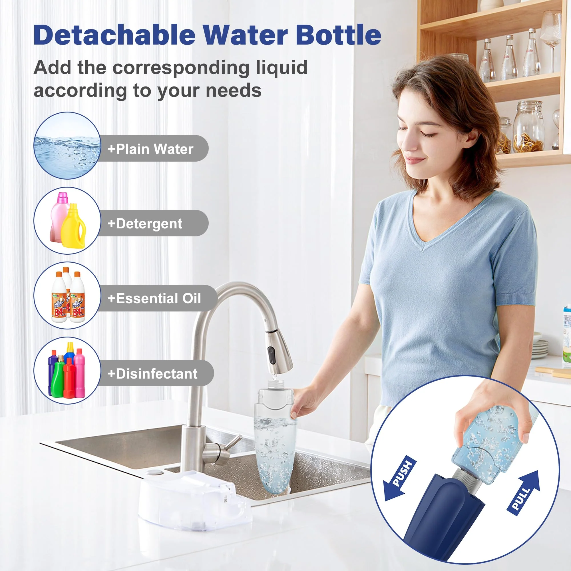 Sprühwischer Bodenwischer mit Sprühfunktion, Wischmopp mit Sprühfunktion Wischer Boden Spray Mop mit wassertank und 3 Waschbaren Mopp Pads für Hartholz, Marmor, Laminat Bodenreinigung - Image 6