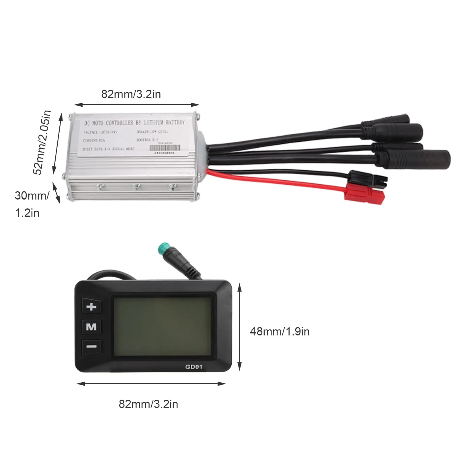 SPYMINNPOO Ebike Motor Controller, 250W 350W DC 36V 48V Elektrofahrrad Wasserdichter ESC mit GD01 Display 1 Bis 2 Kabel Komplettset - Image 7