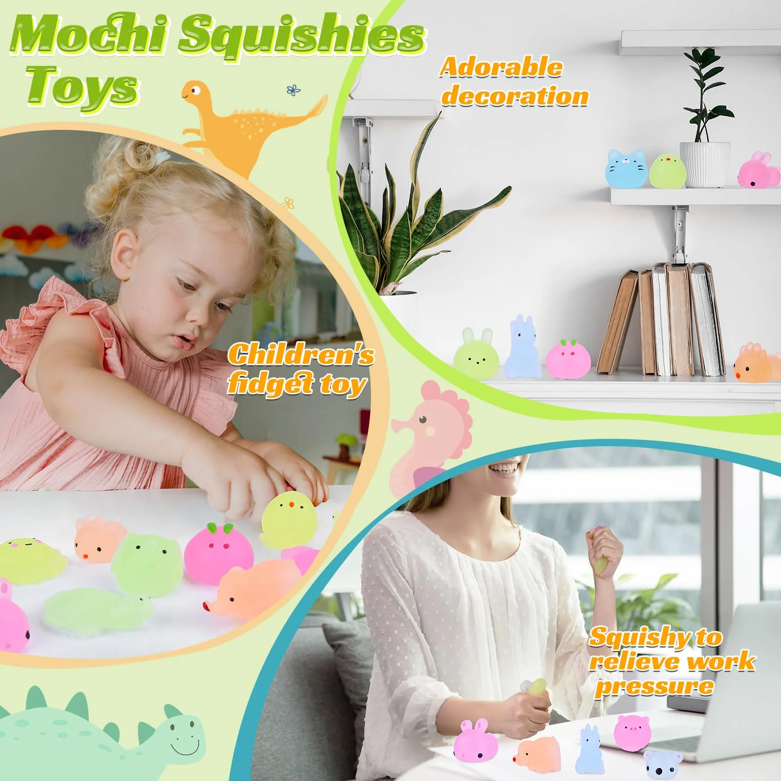 Squishy Kawaii Set 100 Stück Mochi Mini Squeeze Spielzeug Squishies Mesh Ball Anti Stress Spielzeug Party Geschenke Dekoration für Jungen und Mädchen, Leuchtend Squeeze(Zufälliger Stil und Farbe - Image 7