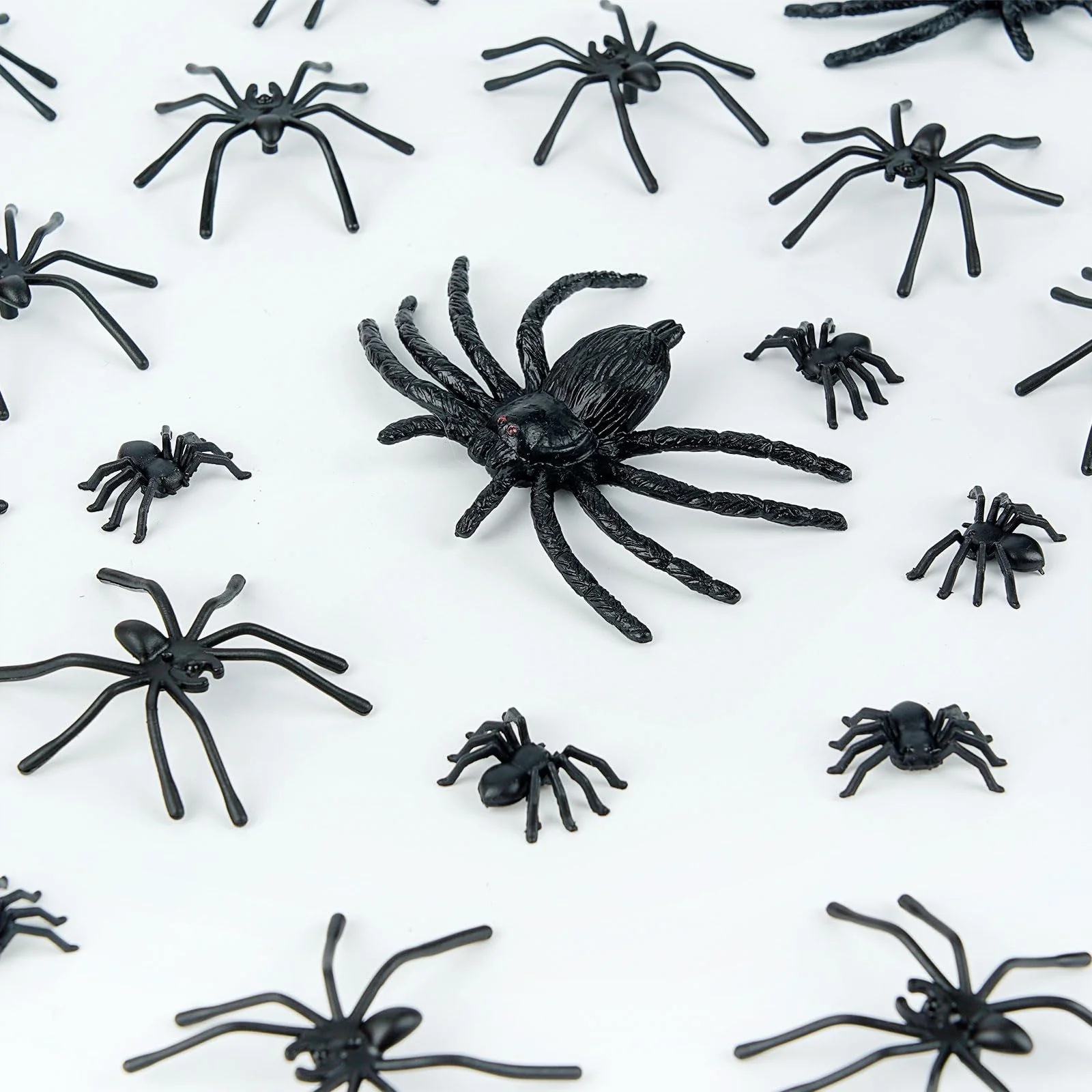 SREBIWO Spinnen, 120 Stück Spider Modell, Halloween Spinne Deko, Realistische Kunststoff Spinnen Dekoration, Gruselig Halloween Spinne für Halloween Party, Tischdeko, Gruseldeko - Image 3