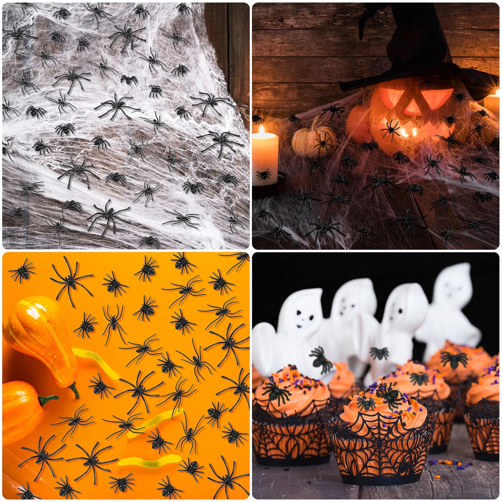 SSHUIKKAI 50 Stück Gummispinne, Spinne Spielzeug, Fake Spinne, Spinne Halloween Groß, Plastik Spinne, for Halloween Parties, Fool's Day(50pieces) - Image 2