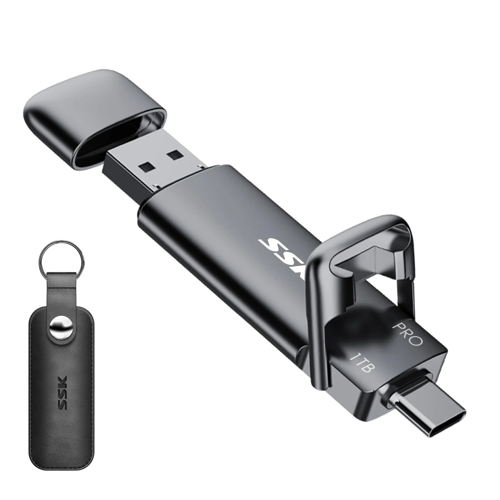 SSK Externe USB C SSD 1TB External Hard Drive, with up to 1000 MB/s, Fast USB Stick, Dual USB C + USB A USB Stick 3.2 Gen2 Memory Stick for iPhone 15/PS4/Android Phone/Tablet/Windows/Mac - Image 3