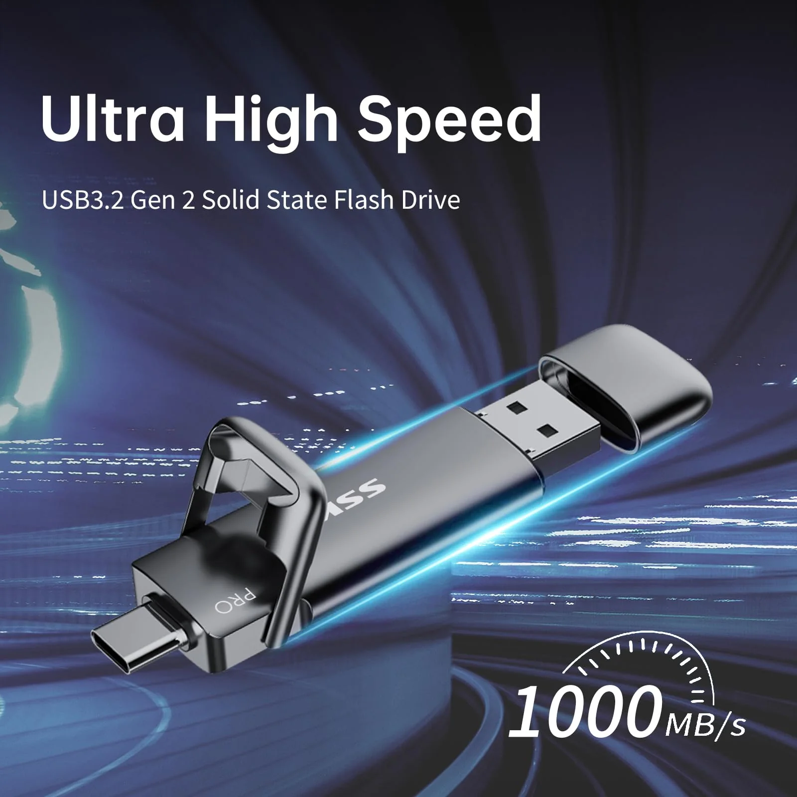 SSK Externe USB C SSD 1TB External Hard Drive, with up to 1000 MB/s, Fast USB Stick, Dual USB C + USB A USB Stick 3.2 Gen2 Memory Stick for iPhone 15/PS4/Android Phone/Tablet/Windows/Mac - Image 6