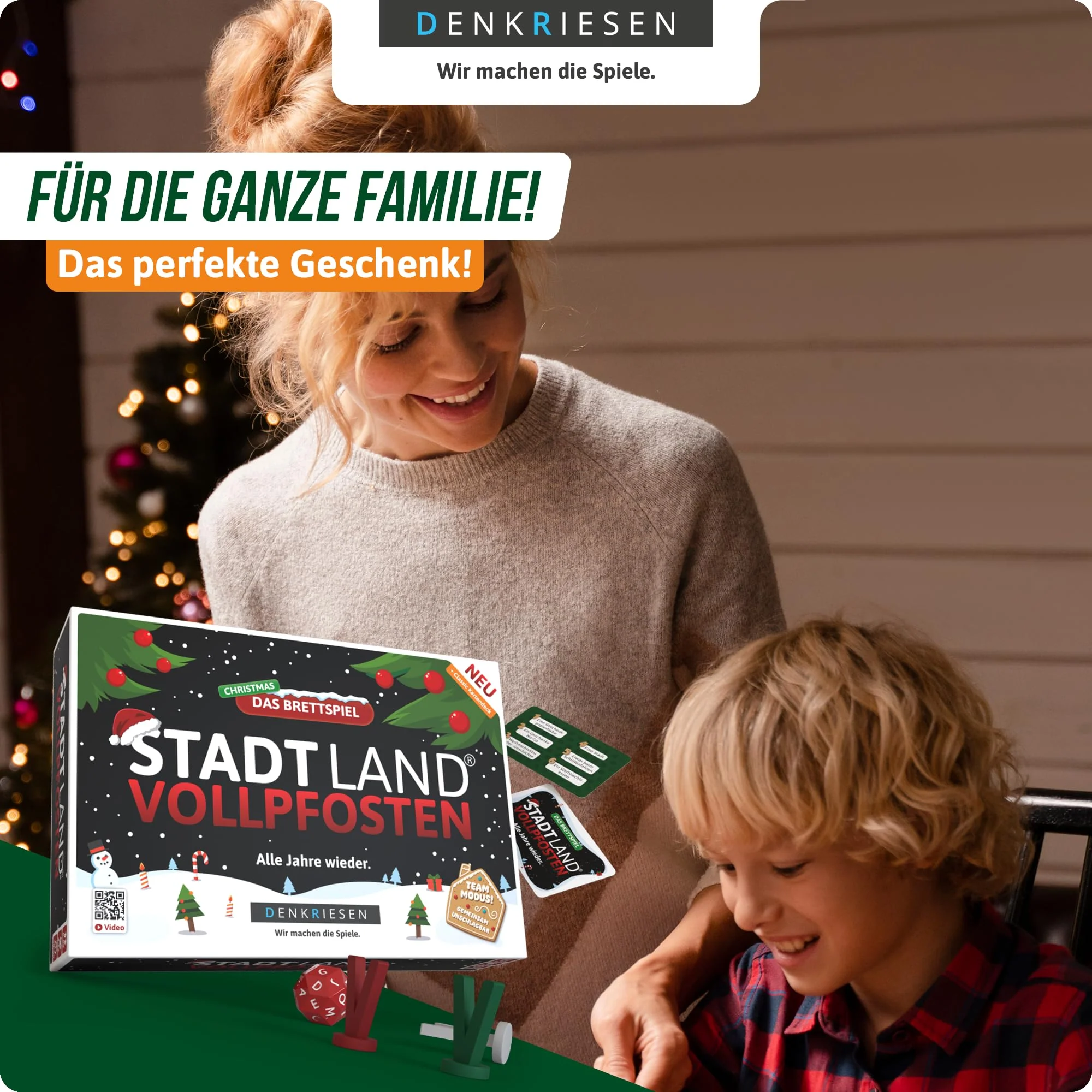 Stadt Land Vollpfosten® Brettspiel Christmas Edition | ab 8 Jahren & ab 2 Spieler | Stadt Land Fluss Weihnachten mit Classic Erweiterung | Brettspiel für Familien | Weihnachtsspiel von DENKRIESEN - Image 3