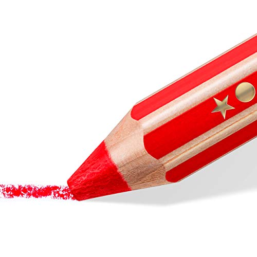 STAEDTLER 3in1 Buntstift Noris junior (Bunt-, Wachsmal- und Aquarellstift, extra bruchsicher, ideal für Kinder, für viele Oberflächen, Kartonetui mit 6 Farben inkl. Spitzer), 140 C6 - Image 7