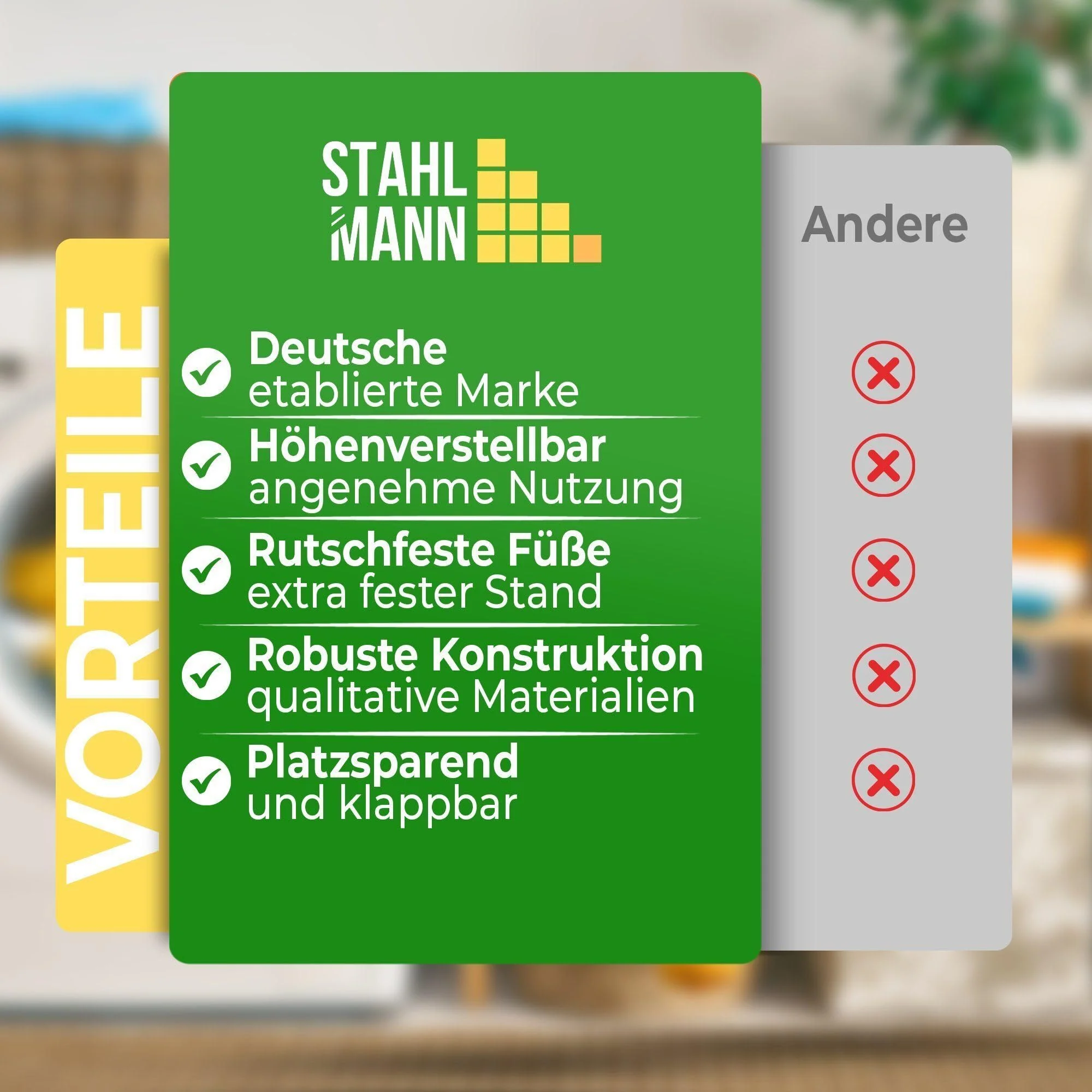 STAHLMANN ® Bügelbrett [110x30 Bügelfäche ] mit rutschfesten Füßen – robuster Bügeltisch [Made IN EU] – extra stabiles Bügelbrett – Tischbügelbrett (grau) - Image 5