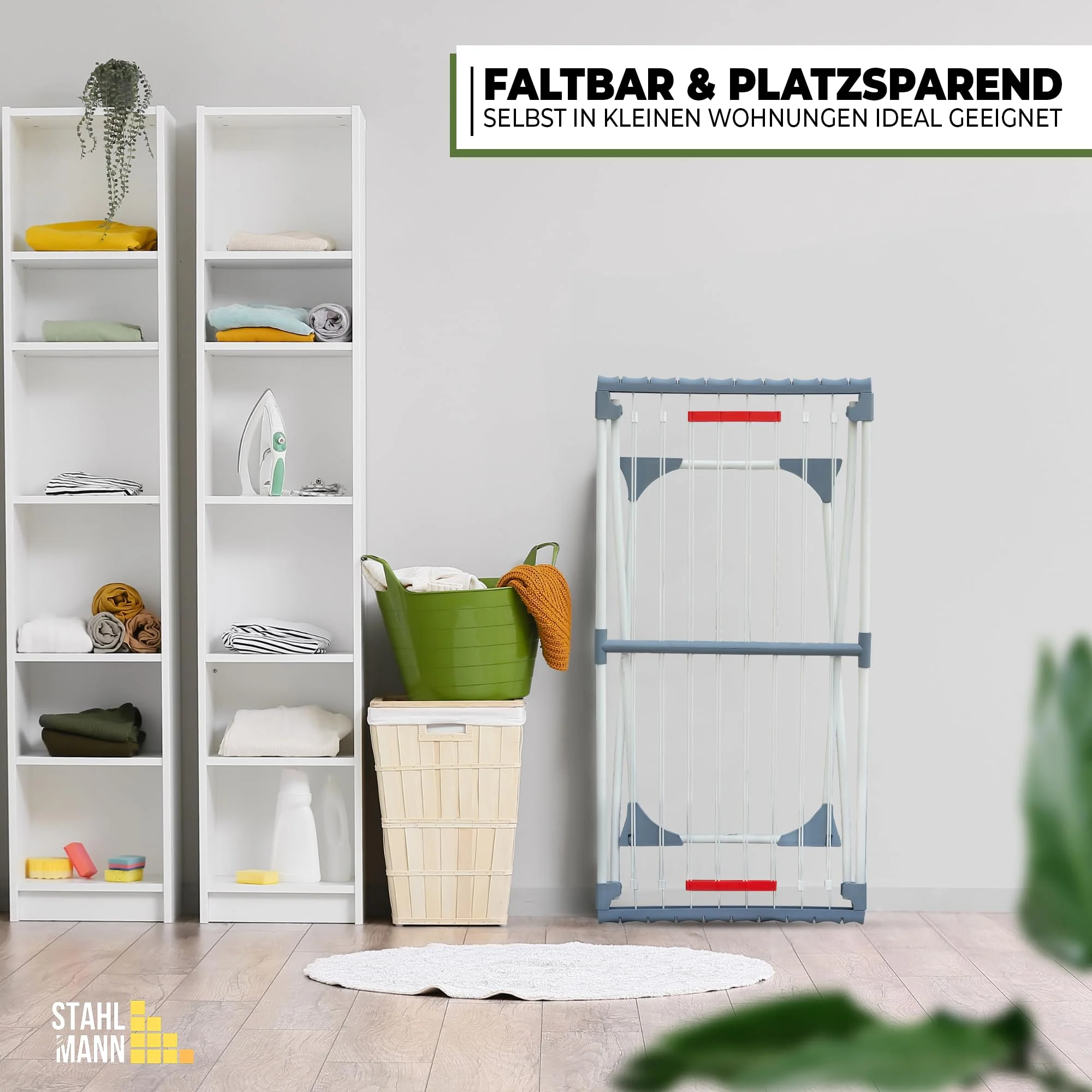 STAHLMANN ® Wäscheständer ausziehbar [20M Trockenfläche ] Made IN EU - Wäscheständer XXL - Wäscheständer mit Klemmen für kleine Wäschestücke - Wäscheständer platzsparend - Image 4