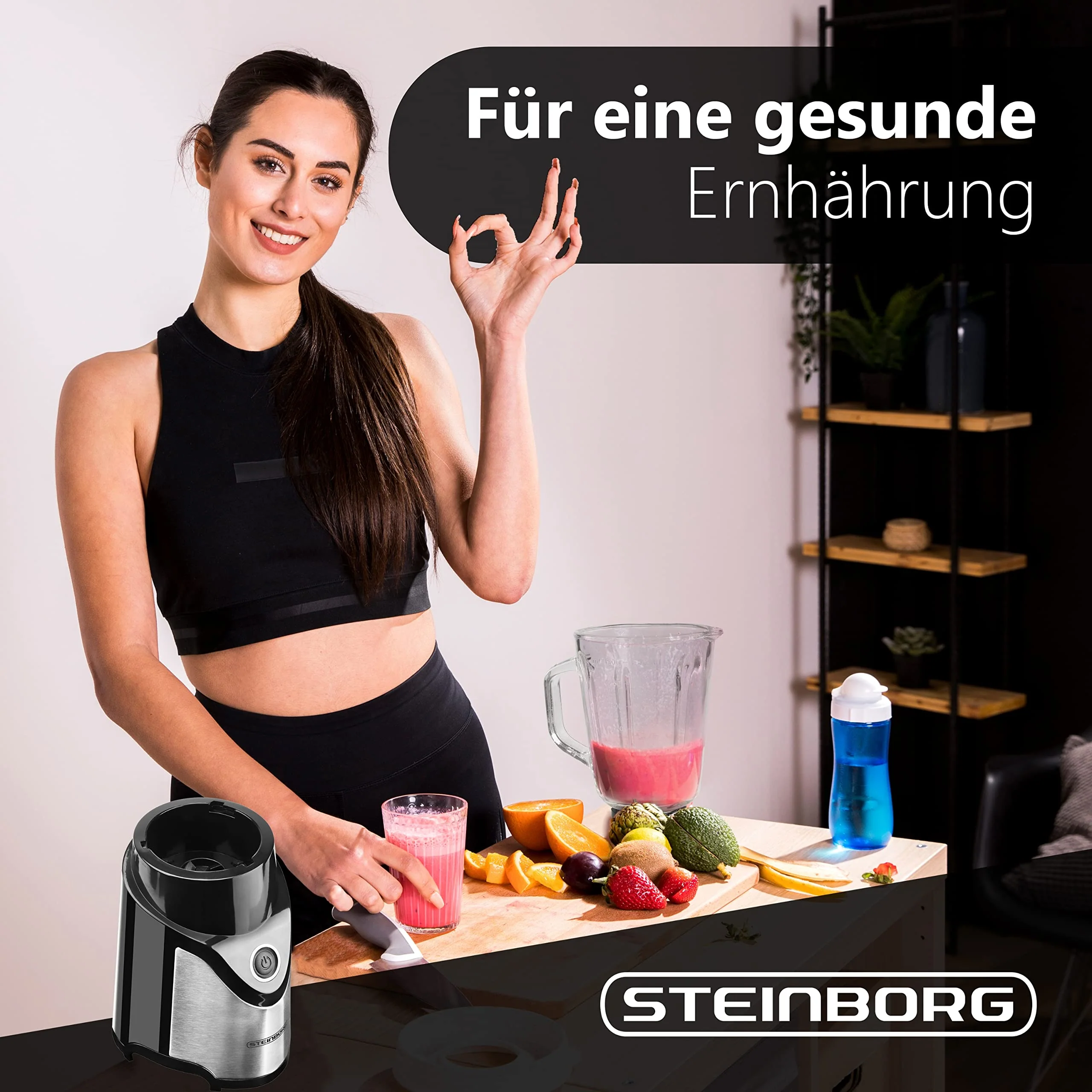 Standmixer | 6-Fach Metallmesser | 570 ml | 600ml To-Go Becher | Pulsfunktion | 500 Watt | Glas Edelstahl | Universal Power Mixer | Ice Crusher | Eiweiß Shaker | Zerkleinerer | Smoothie Maker - Image 8