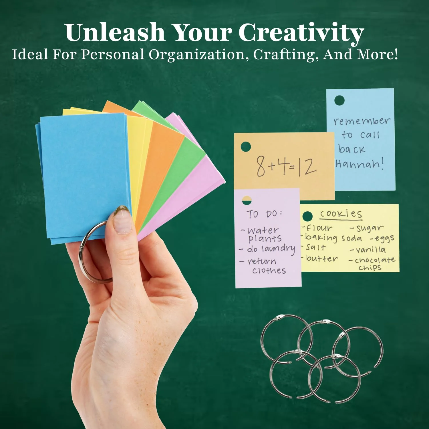 Star Right Blank Flash Cards: 2"x3" Assorted Coloured Index Cards with Metal Binder Rings, Essential Revision Supplies, Study Cards, Creating Custom Flashcards, and More - Set of 1000 - Image 3