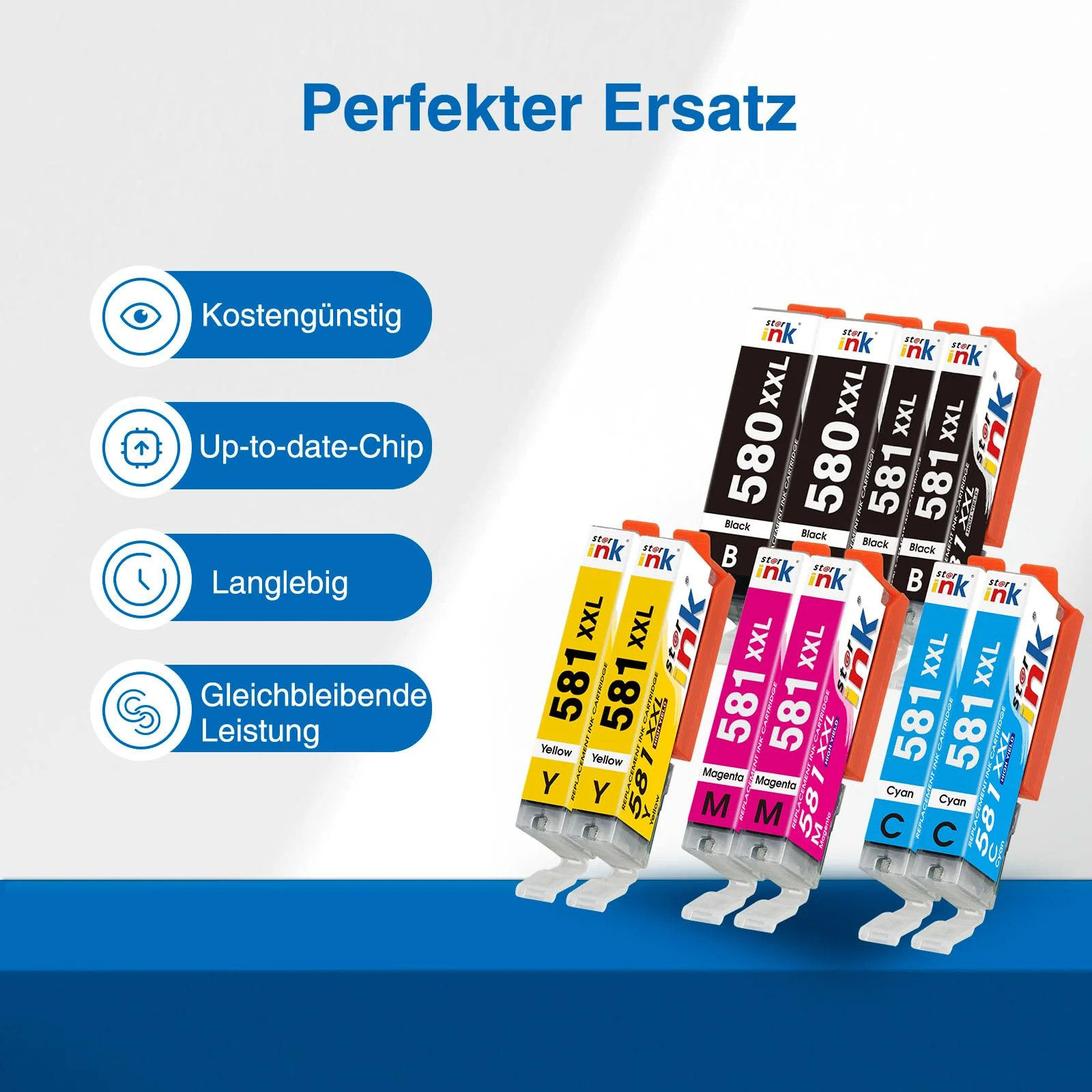 Starink CLI 581 PGI 580 XXL für Canon Druckerpatronen 580 581 Multipack, PGI-580 CLI-581 für Canon Pixma TR8550 TS705 TS6350 TS6250 TS6150 TS8250 TS8150 TS9550 TS6351 TS6151 TS6251 TR8500 TR7550,10 P - Image 2