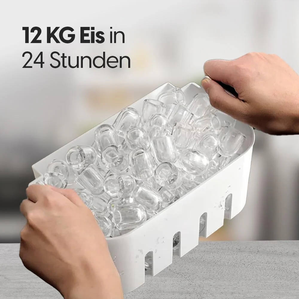 STARKFELD ICE MAKER - Luxus Eiswürfelmaschine | 20 KG Eis in 24 Stunden | Selbstreinigend & Keimfrei | 1,5L Wassertank | Eis in 6 Minuten | 2 Größen Eis | Kompakt & Leise | Cocktail Maschine (Schwarz) - Image 5