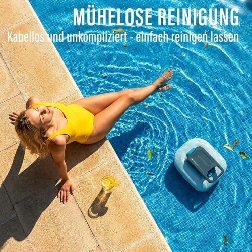 STARRYBOT Kabelloser Poolroboter mit Zwei hocheffizienten Motoren, 15 Kpa Starke Saugleistung, Selbstparkfunktion, Smart-LED-Anzeige, Poolsauger für Flachboden-Pools bis zu 84 m² (Grau) - Image 7
