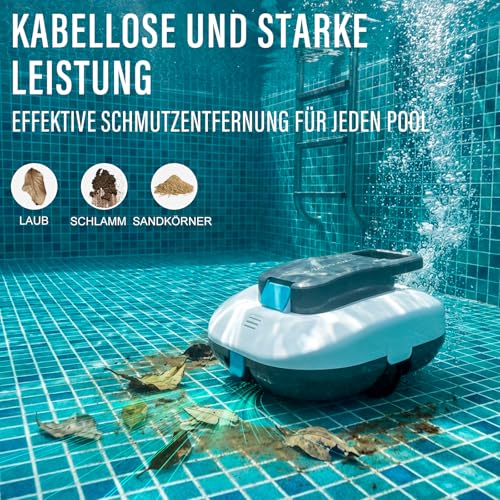 STARRYBOT Kabelloser Poolroboter mit Zwei hocheffizienten Motoren, 15 Kpa Starke Saugleistung, Selbstparkfunktion, Smart-LED-Anzeige, Poolsauger für Flachboden-Pools bis zu 84 m² (Weiß) - Image 3