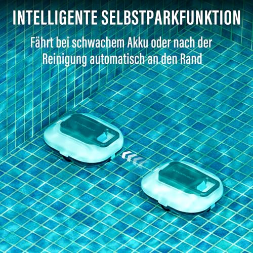 STARRYBOT Kabelloser Poolroboter mit Zwei hocheffizienten Motoren, 15 Kpa Starke Saugleistung, Selbstparkfunktion, Smart-LED-Anzeige, Poolsauger für Flachboden-Pools bis zu 84 m² (Weiß) - Image 4