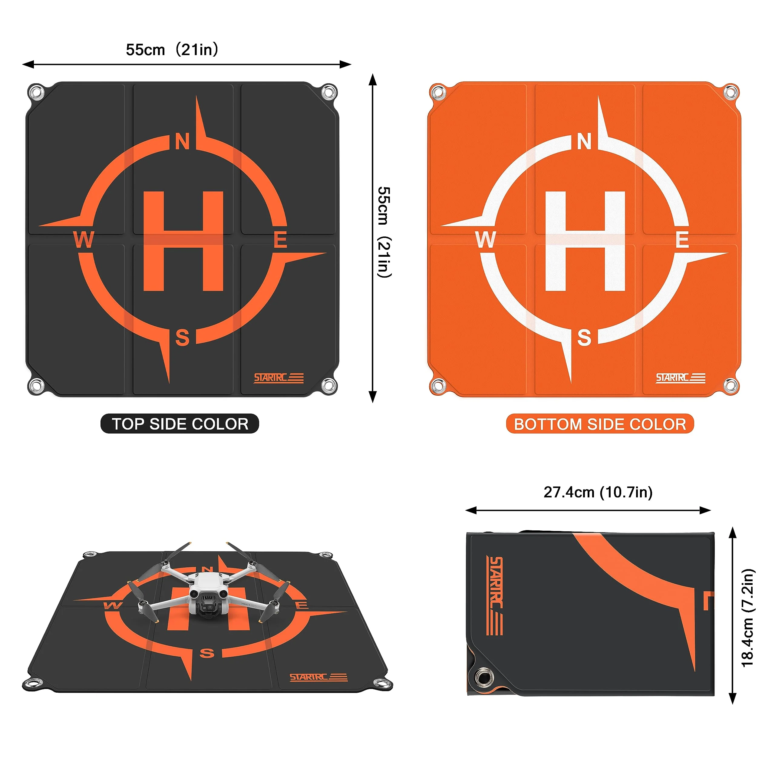 STARTRC Drohnen Landeplatz,Universal schnell faltbar Landeplattform für DJI Neo/Mini 4 Pro/Mini 4K/Air 3S/Avata 2/Mini 3 Pro/Mini 2 SE/Mavic Air 3/Mavic 2/Holy Stone/FPV Drohne(22-inch/55cm) - Image 7