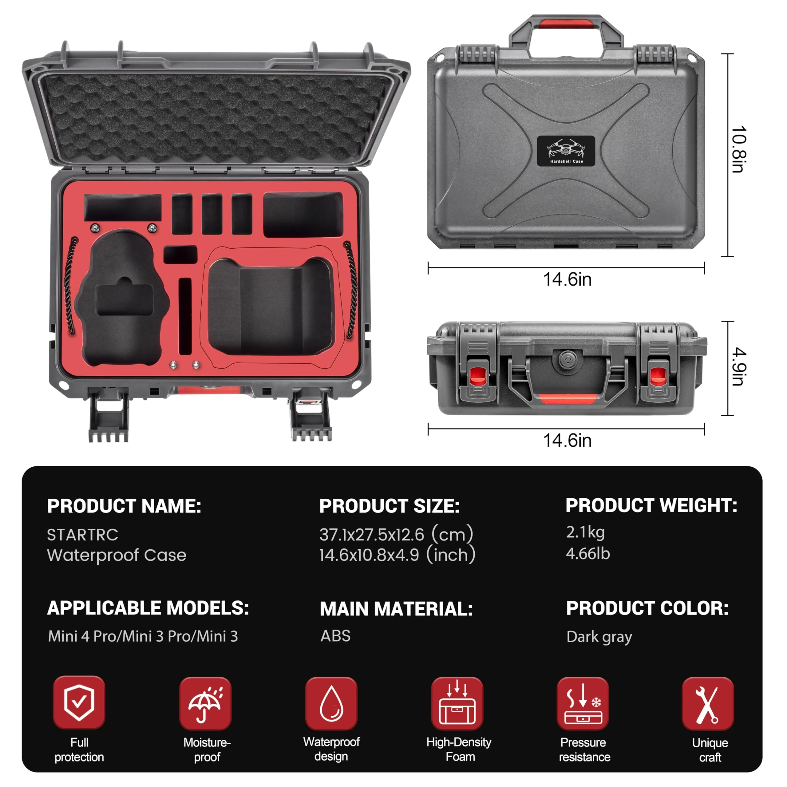 STARTRC Mini 4 pro Koffer, wasserdichte Druckbeständige Tasche für DJI Mini 4 Pro/Mini3/Mini3 Pro Zubehör (RC/RC2/N1/N2) - Image 2