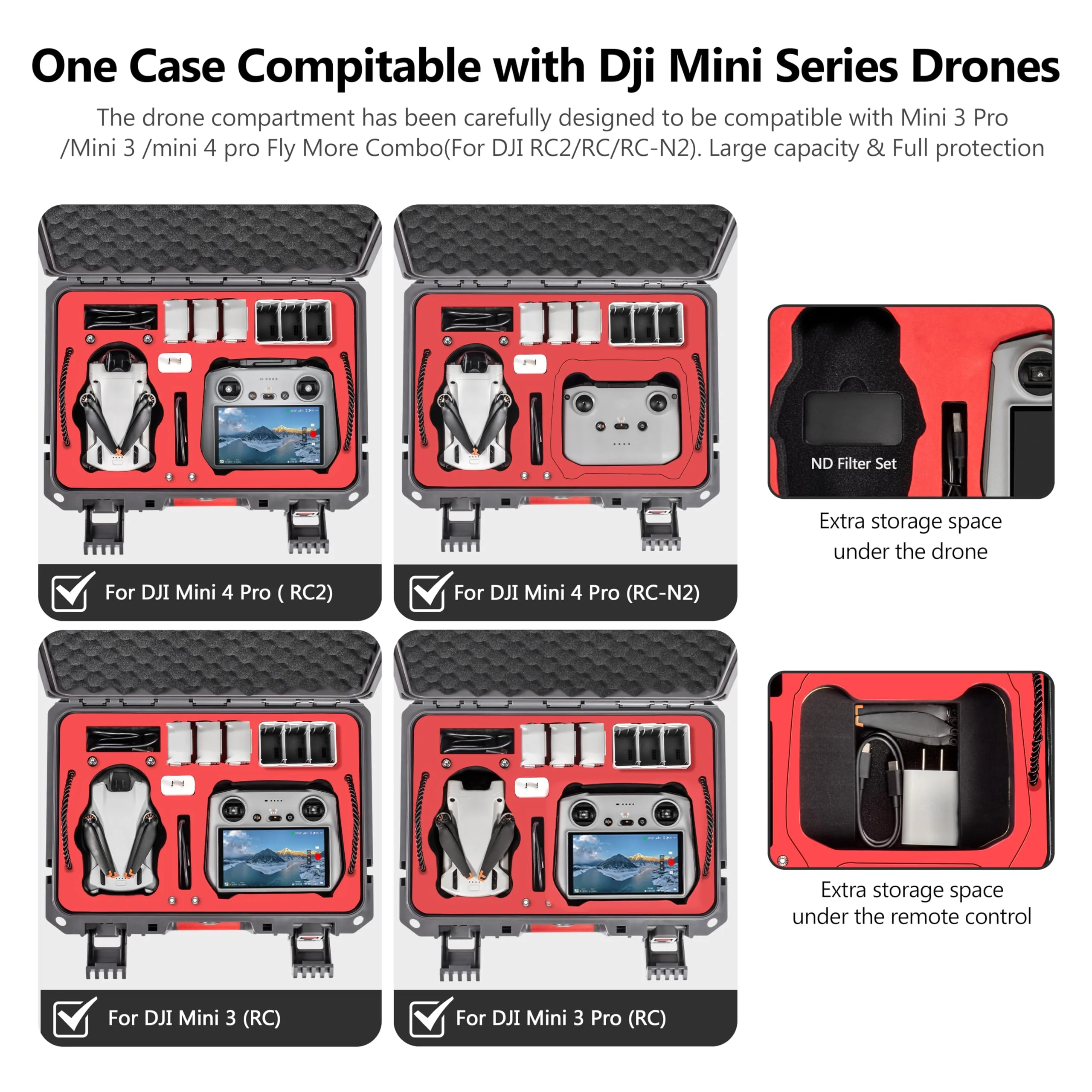 STARTRC Mini 4 pro Koffer, wasserdichte Druckbeständige Tasche für DJI Mini 4 Pro/Mini3/Mini3 Pro Zubehör (RC/RC2/N1/N2) - Image 7