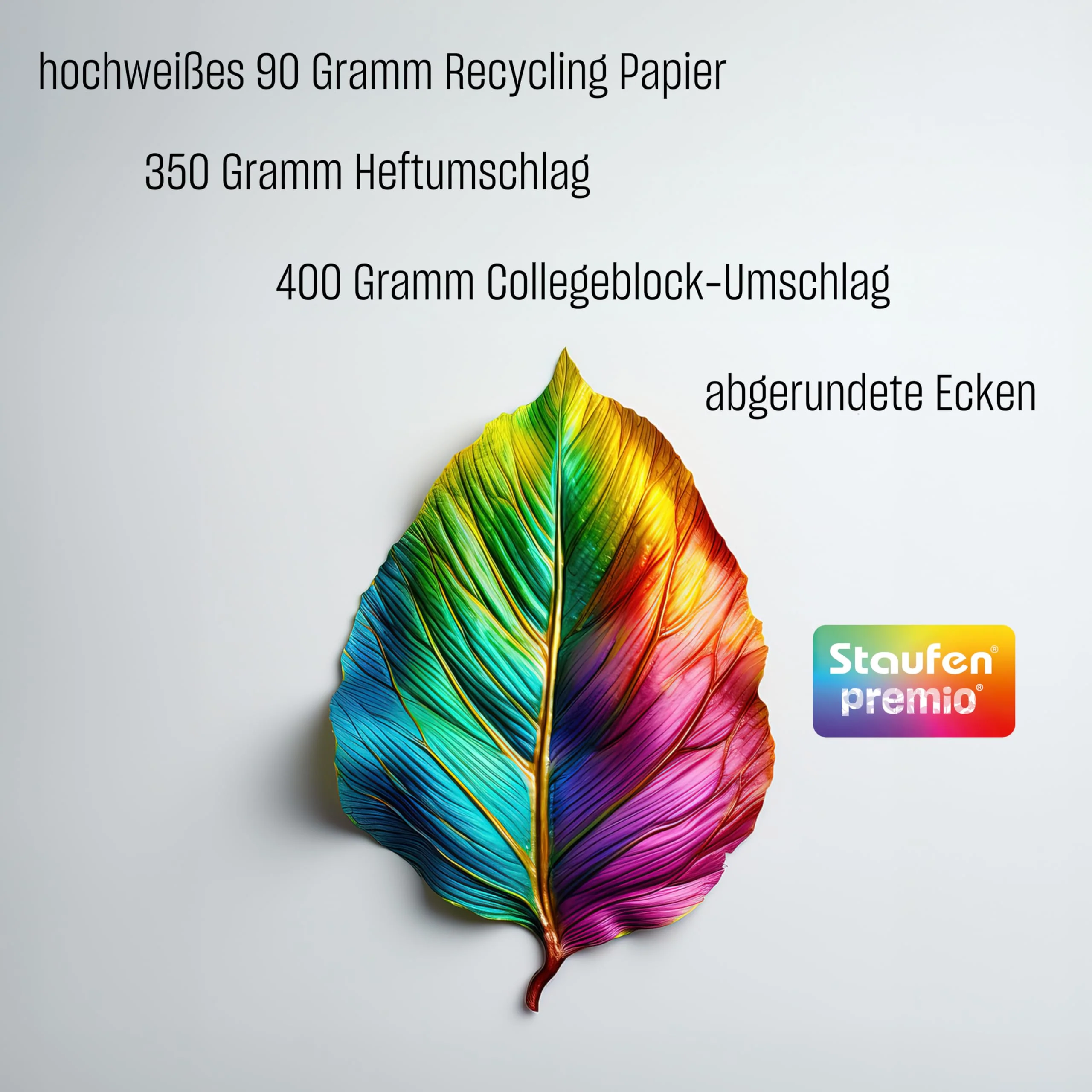 Staufen premio Schulheft - 4 Hefte je 16 Blatt, DIN A4, Lineatur 3 (14 Doppellinien), 90 g/m² Recyclingpapier, runde Ecken verhindern „Eselsohren“ - Image 2