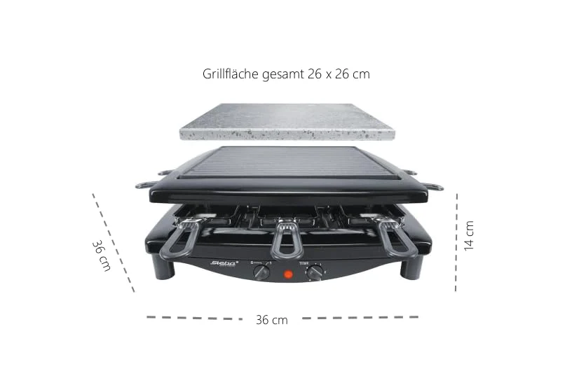 Steba Premium Raclette, PFAS frei, Made in Germany, für 8 Personen, Wendbare, emaillierte Gusseisen-Grillplatte, 1,7m Anschlusskabel, 1450 Watt, RC 3 Plus - Image 5