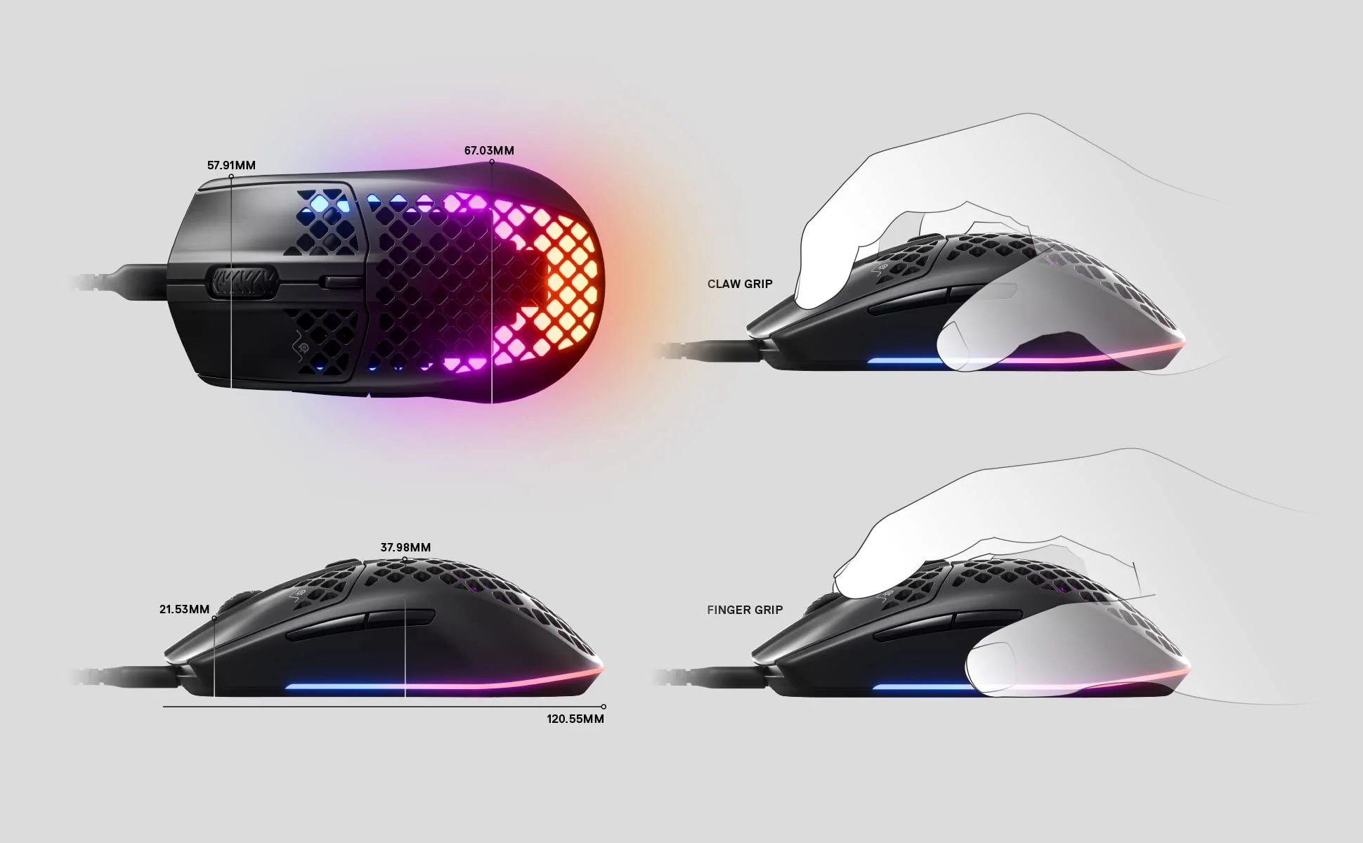 SteelSeries Aerox 3 - Superleichte Gaming-Maus - Optischer TrueMove Core Sensor mit 8.500 CPI - Ultraleichtes, wasserfestes Design - Schwarz - Image 14