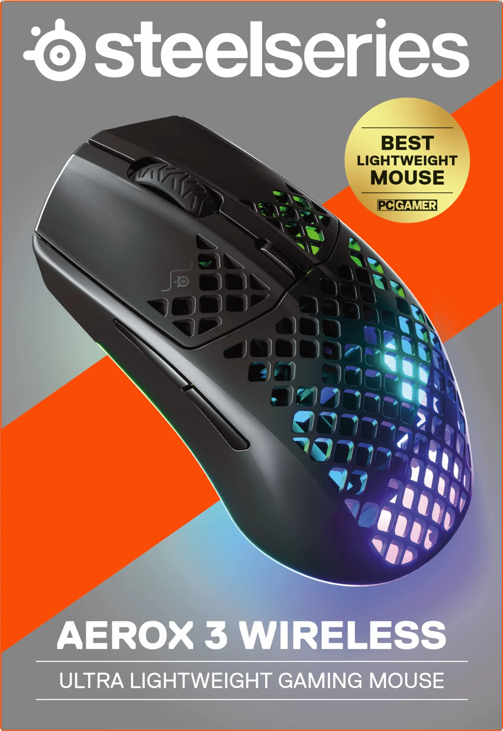 SteelSeries Aerox 3 Wireless - RGB Gaming-Mouse mit Öffnungen in der Oberfläche - Federleichtes, wasserabweisendes Design - Optischer TrueMove Air-Sensor mit 18.000 DPI - Onyx - Image 17